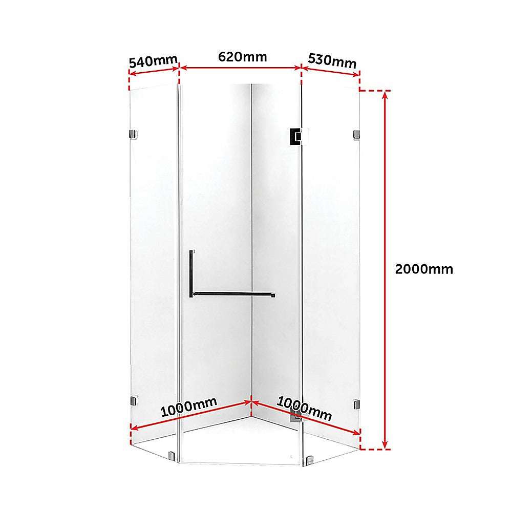 10mm Frameless Glass Shower Screen - 1000x1000mm Bathroom Enclosure by Della Francesca | Perfect for Modern Walk-in Showers & Spa-Like Bathroom Upgrades