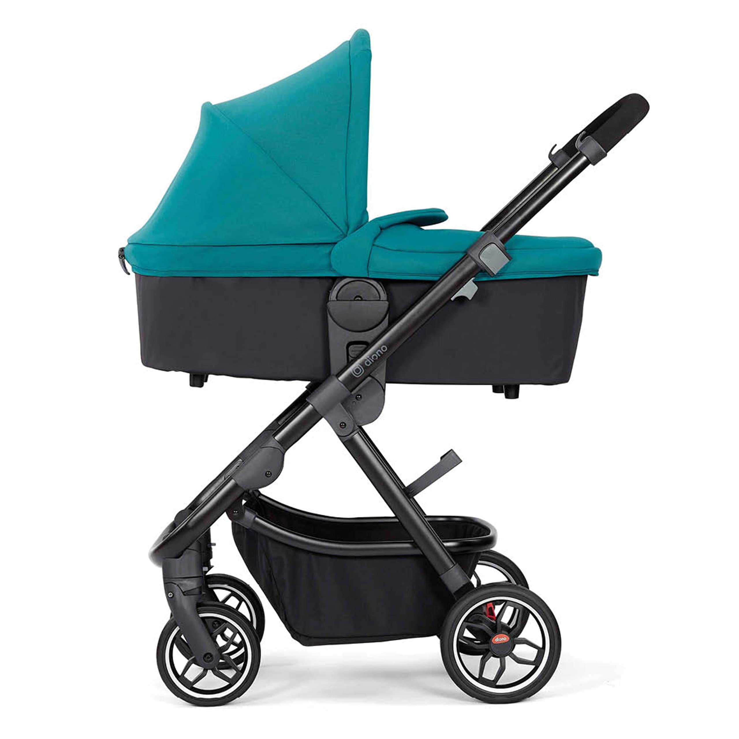 Diono Excurze Newborn Baby Stroller Bassinet with Breathable Mattress - Lightweight Infant Carrycot for Safe & Comfortable Sleeping (0-6 Months) - Blue Turquoise | Perfect for Travel, Walks & Outdoor Adventures