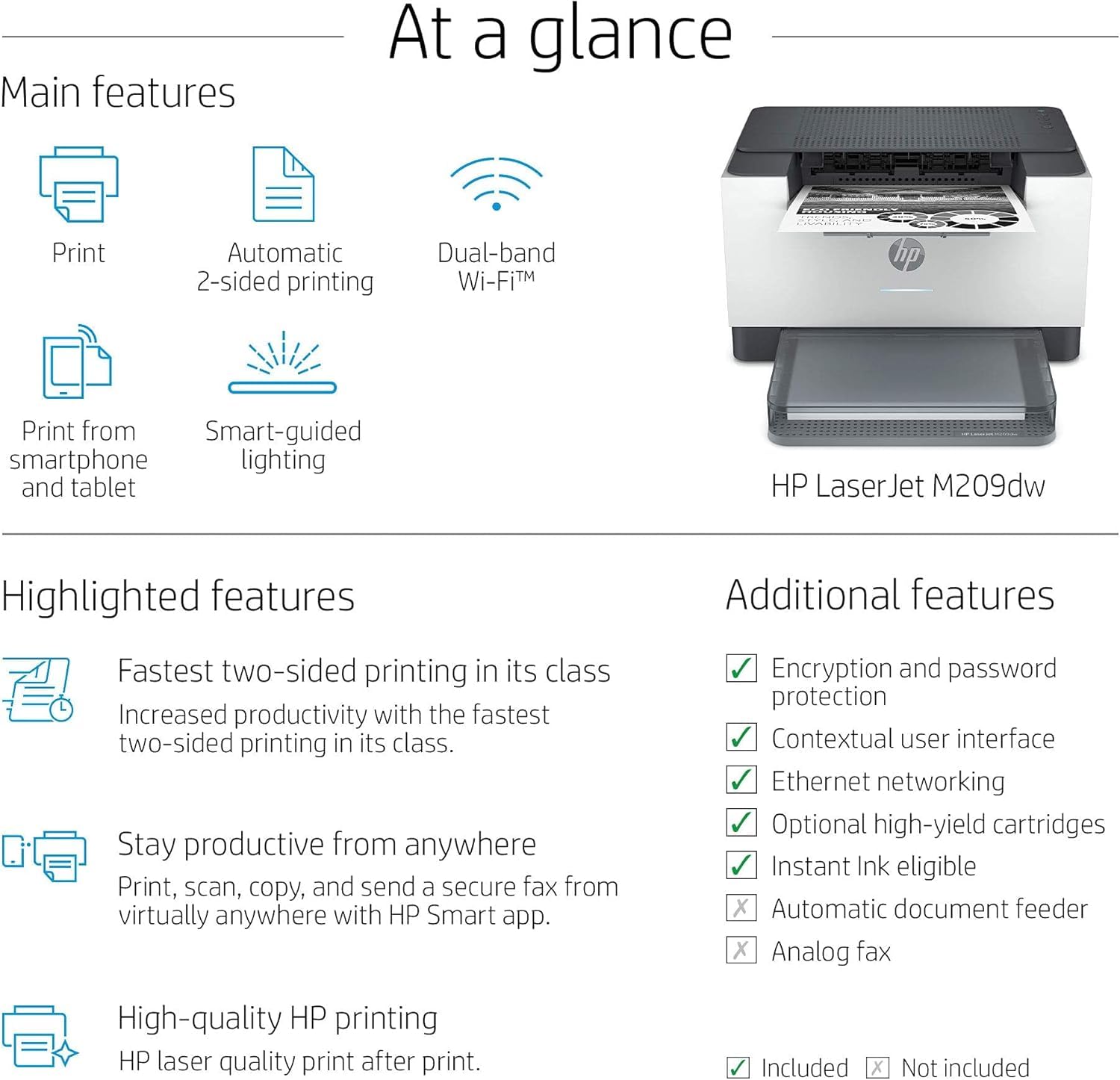 HP Laserjet M209dw Wireless Monochrome Laser Printer - Fast 29ppm Printing, Automatic 2-Sided Duplex, Dual Band WiFi - Ideal for Home Office & Small Business | Compact Black & White Printer (Renewed) | Perfect for Documents, Reports & Everyday Printing Needs