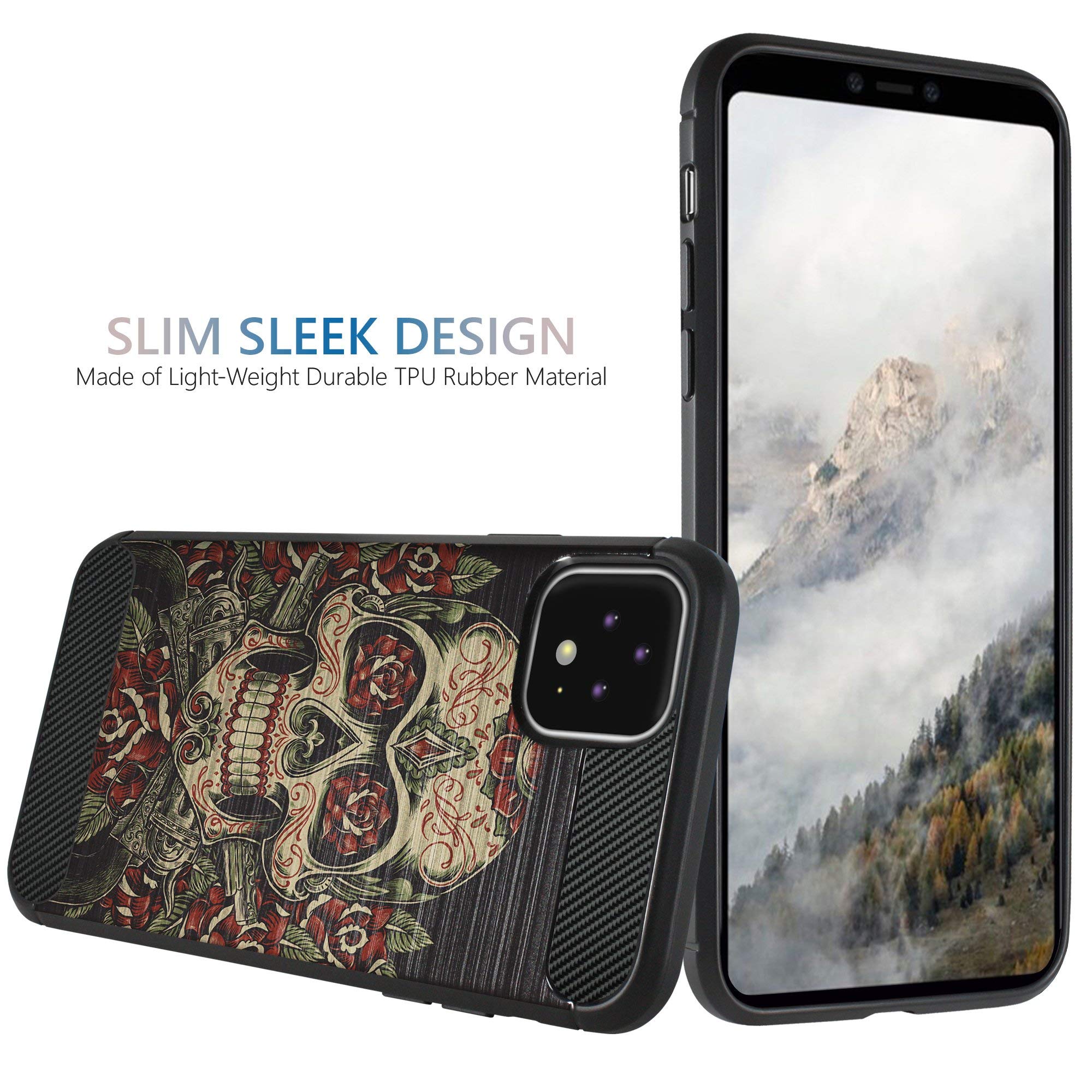 Google Pixel 4 XL Case - Rose Skull TPU Cover | Slim Protective Phone Case for Daily Use