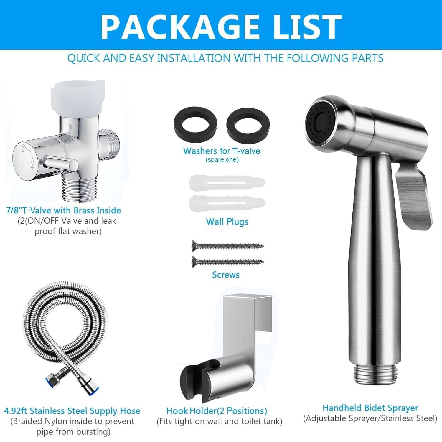 Premium Stainless Steel Handheld Bidet Sprayer for Toilet - Adjustable Water Pressure, Anti-Leak Hose - Perfect for Feminine Hygiene, Baby Care, Pet Bathing & Cloth Diaper Cleaning | Ideal for Bathroom, Nursery & Pet Grooming Areas