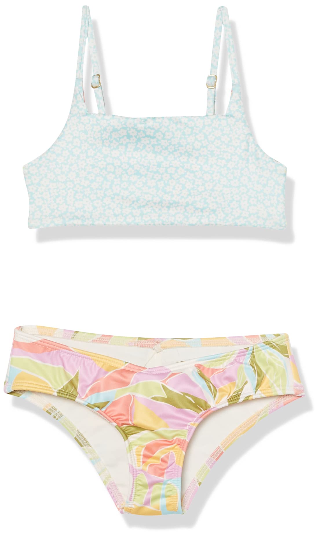 BILLABONG Women's Reversible Square Crop Bikini Set - Tropic Crush Print - Swimwear for Beach, Pool & Vacation | Summer Swim Suit for Surfing, Sunbathing & Tropical Getaways