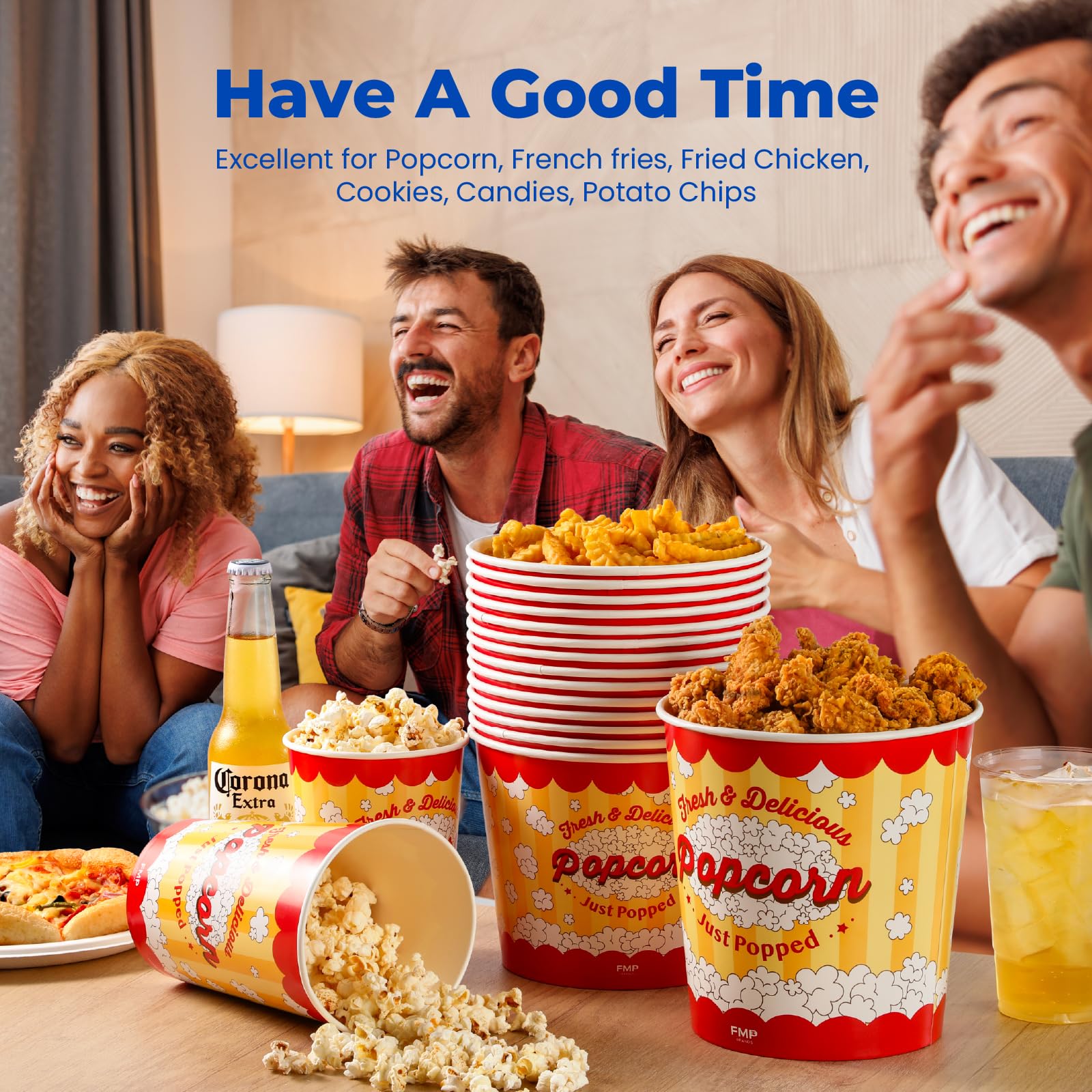 500 Pack 32 Oz Disposable Popcorn Buckets - Grease Resistant Classic Paper Bowls for Popcorn Machines, Home Theater, Movie Nights & Carnivals (Perfect for Parties, Snacks & Concession Stands)