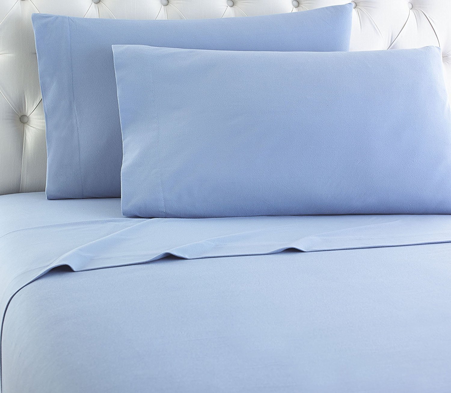 Premium 100% Cotton Heavy Winter Flannel Sheet Set - Full Size Deep Pocket Fitted & Flat Sheets with Pillowcases (Light Blue) | Ultra Soft & Warm Bedding for Cold Nights, Cozy Cabin Retreats & Winter Home Comfort