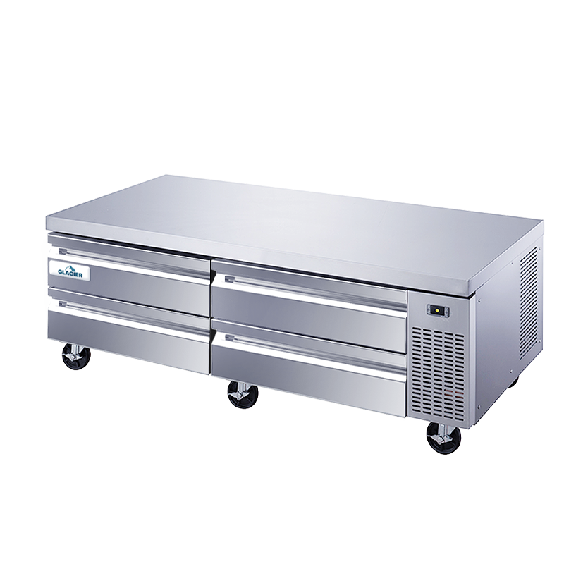 Glacier 72-Inch Commercial Refrigerator with 4 Drawers - Heavy Duty Stainless Steel Chef Base for Restaurant Kitchen & Food Storage