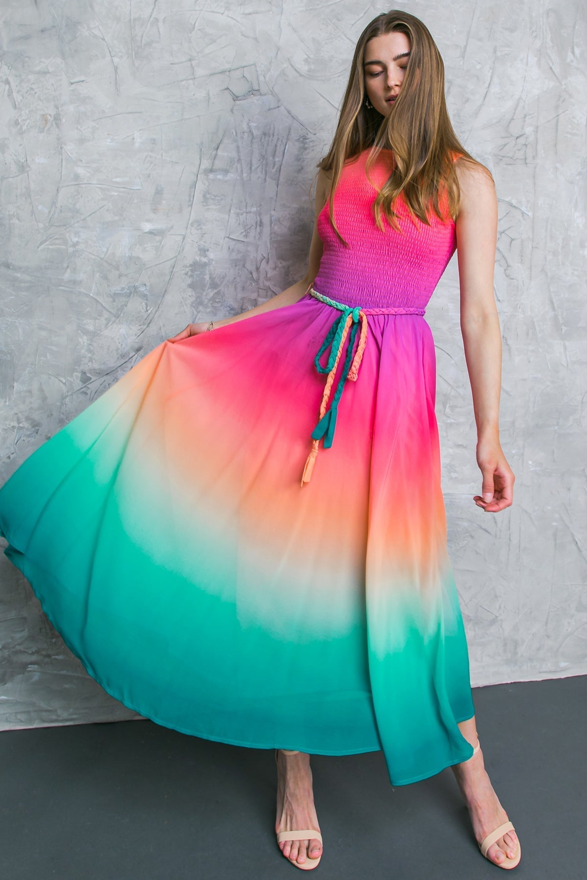 Elegant Woven Midi Dress for Women | Flowy Summer Dress for Casual Wear, Beach Outings & Date Nights