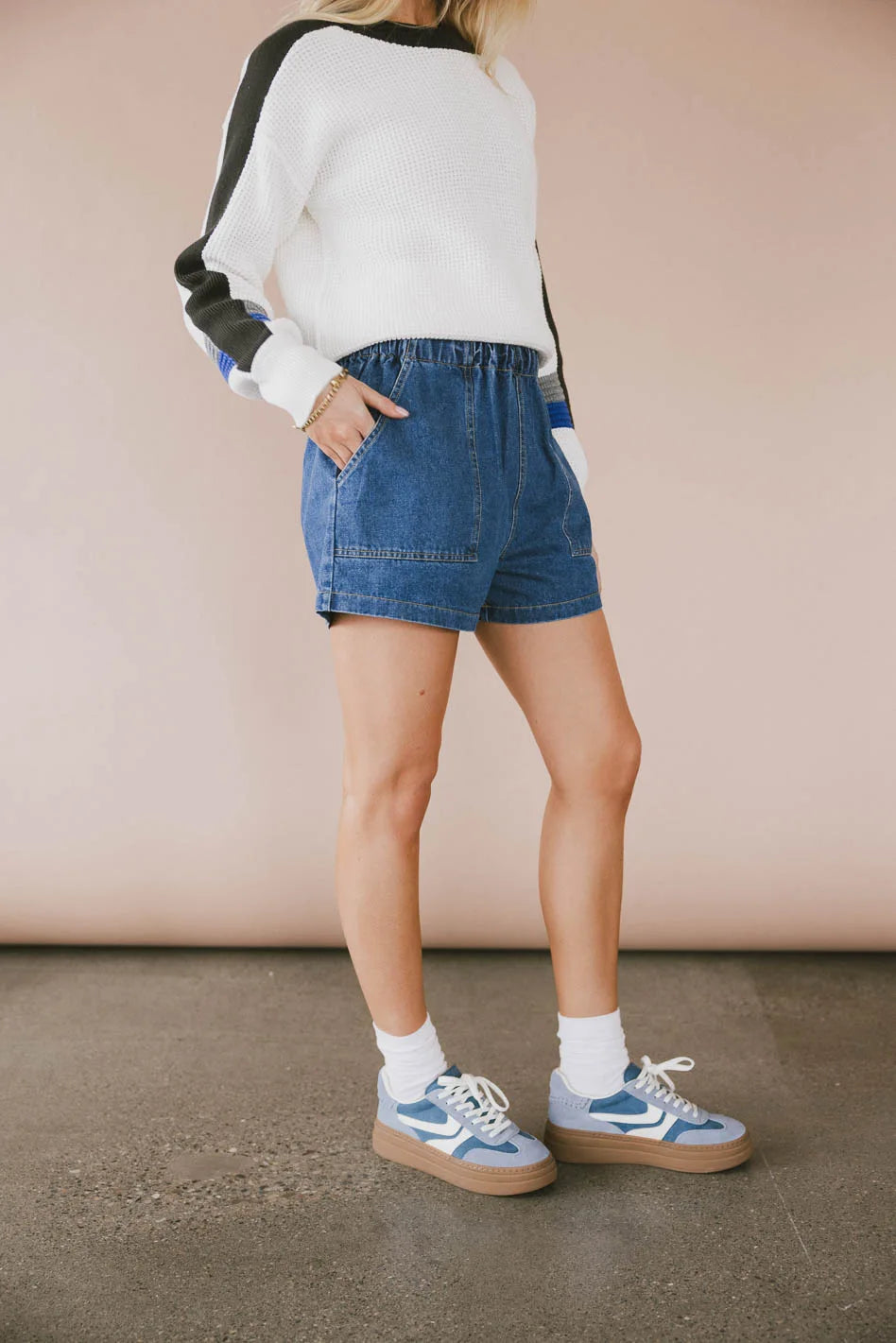 Luxor Women's High Waist Denim Shorts - Comfortable Stretch Denim Shorts for Summer | Perfect for Casual Outings, Beach Trips & Outdoor Activities