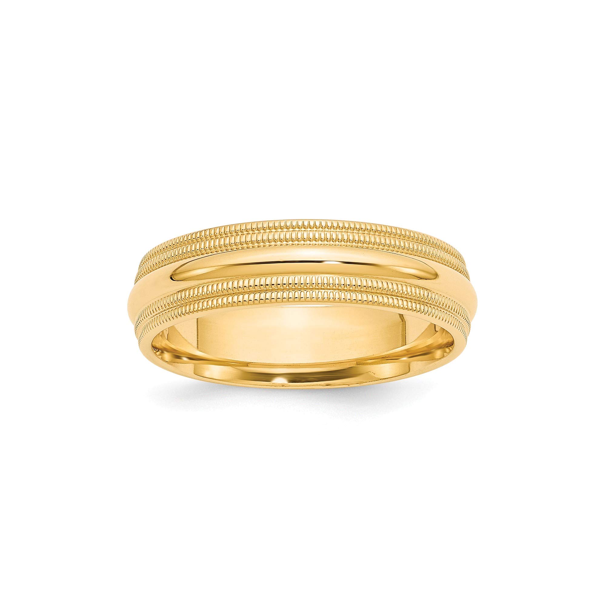 14k Yellow Gold 6mm Double Milgrain Comfort Fit Band - Size 12 for Weddings & Gifts