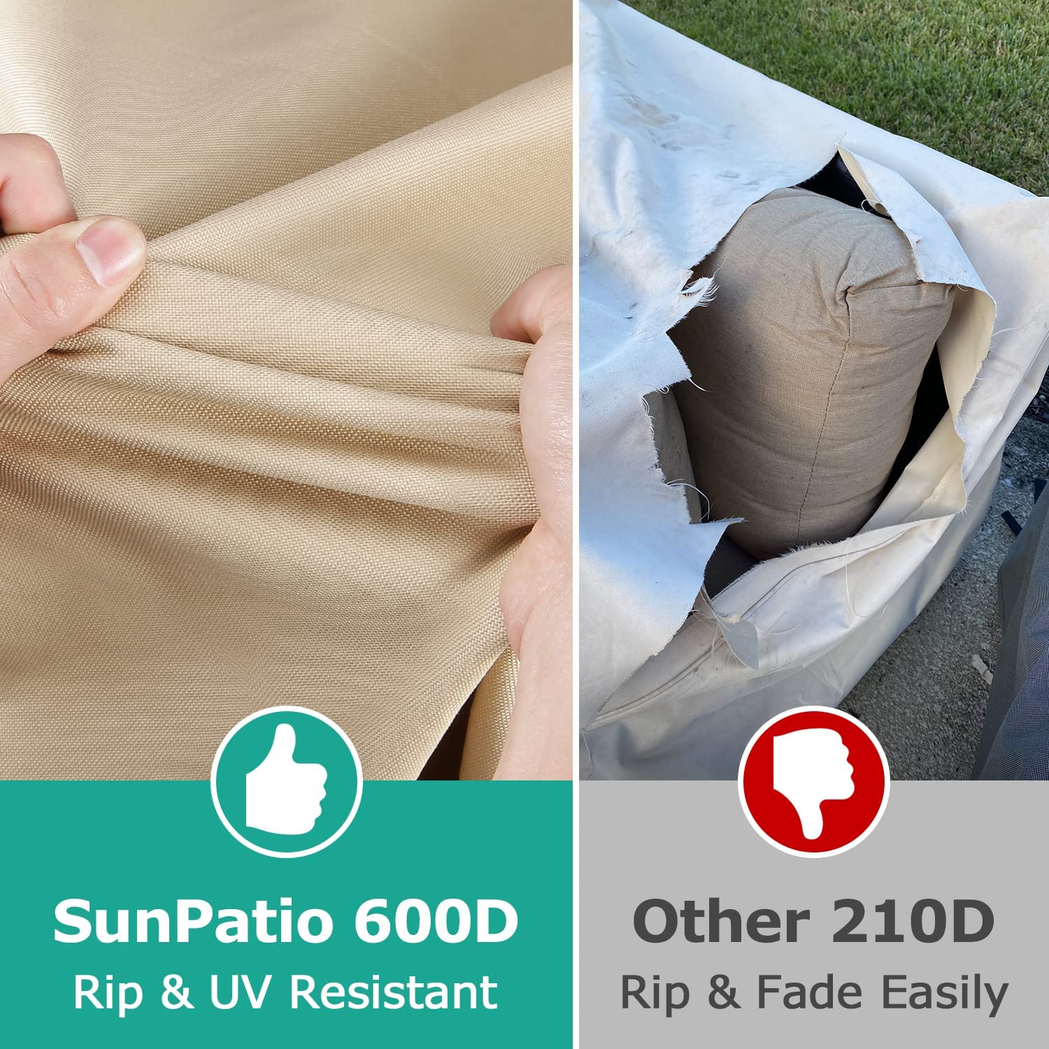 Waterproof Outdoor Patio Furniture Covers for Round Table & Chairs Set - UV Resistant, Anti-Fading, 72-Inch Diameter (Beige/Olive) - Perfect for Backyard, Garden & Deck Protection Against Rain, Sun & Weather Damage