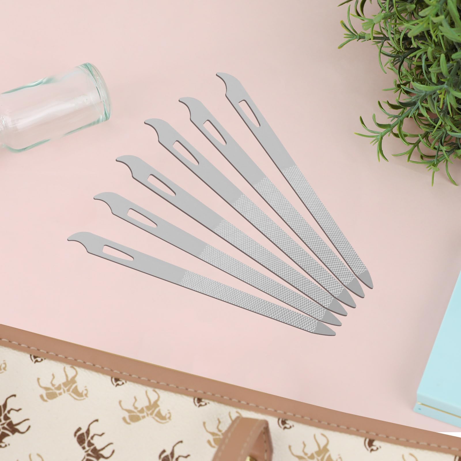 6-Piece Stainless Steel Nail File Set with Diamond Buffer & Cleaner Tip - 5.5