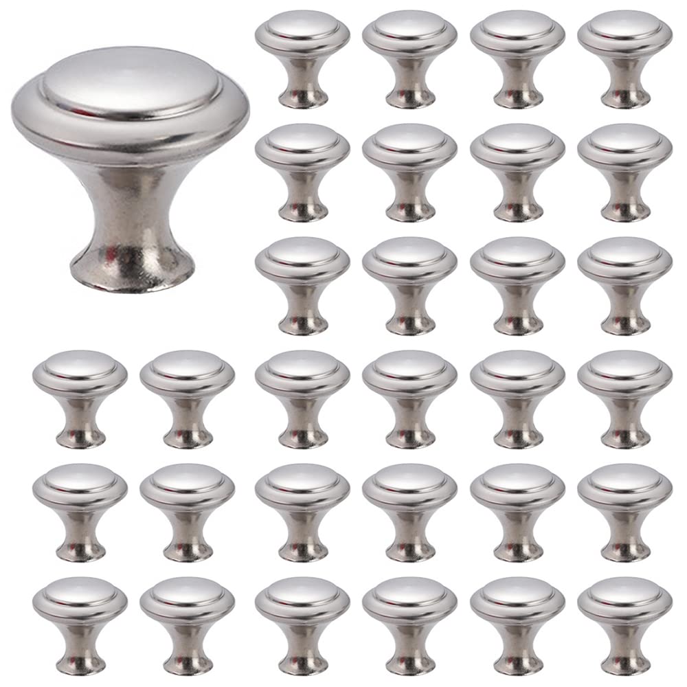 40 Pieces Silver Kitchen Cabinet Knobs - Round Mushroom Drawer Pulls with Screws for Cupboards & Cabinets | Durable Cabinet Handles for Modern Kitchen, Bathroom & Office Furniture Upgrade