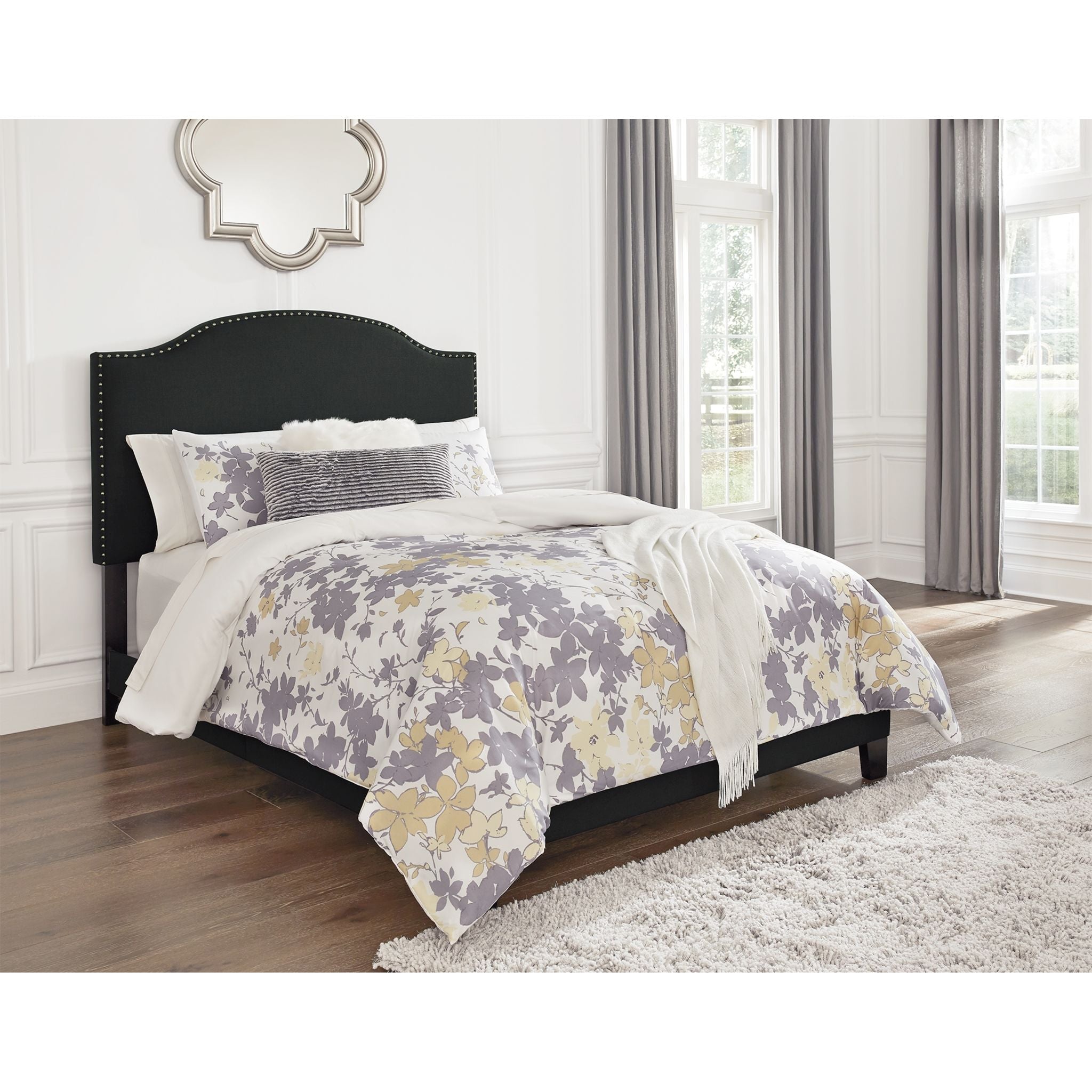 Adelloni Queen Size Bed Frame with Headboard - Modern Platform Bed for Bedroom, Living Room & Guest Room - Sturdy Metal & Wood Design for Home Decor