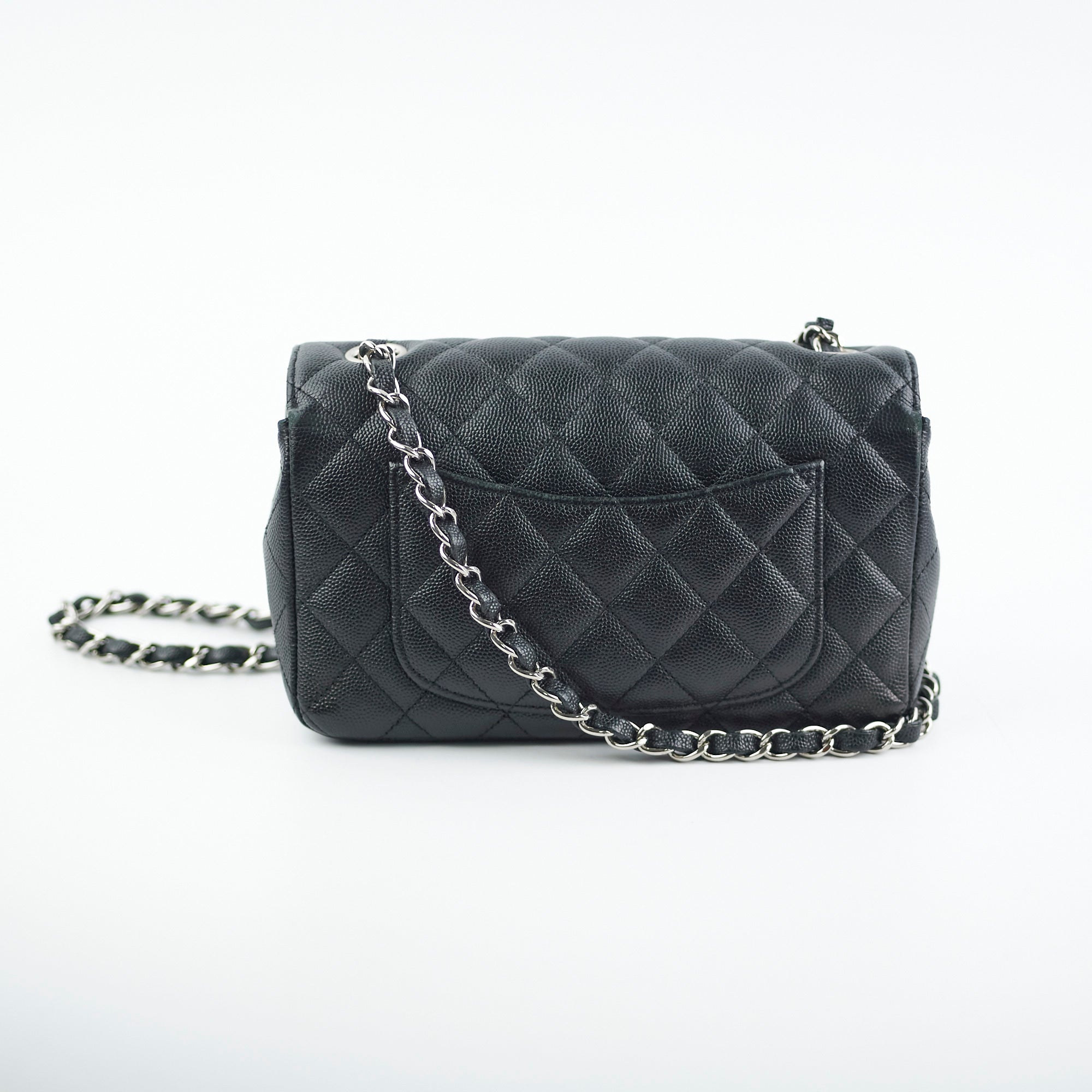Chanel Mini Rectangular Black Caviar Leather Crossbody Bag with Edge Stitching - Luxury Designer Handbag for Women, Perfect for Date Night & Evening Events