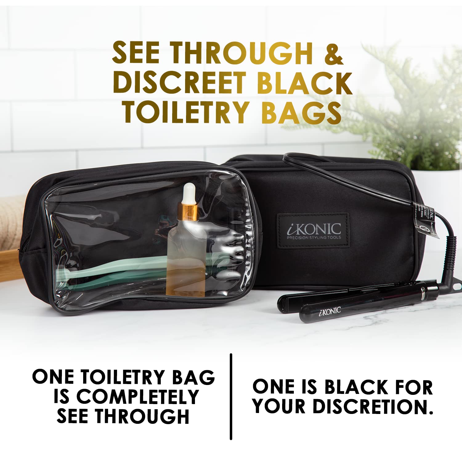 IKONIC The Weekender Hanging Toiletry Bag for Women - Waterproof Large Capacity Travel Cosmetic Organizer with 2 Cosmetic Bags & Mini Hair Straightener | Perfect for Weekend Getaways, Business Trips & Vacation Essentials