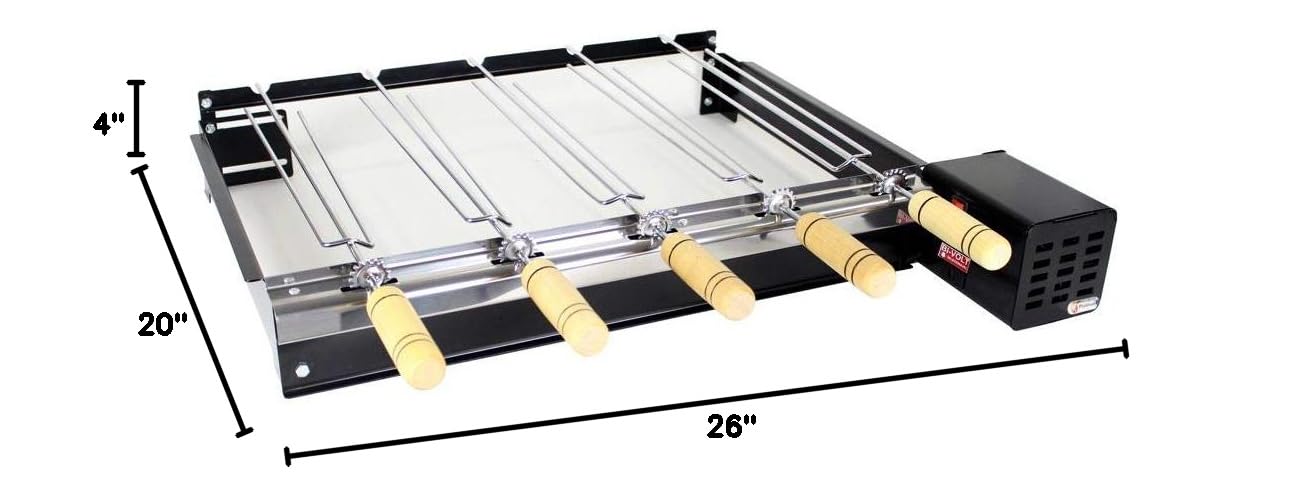 Premium Brazilian Rotisserie BBQ Grill - 5 Stainless Steel Skewers - Authentic Churrasqueira Grill for Outdoor Cooking | Perfect for Backyard BBQs, Camping & Family Gatherings