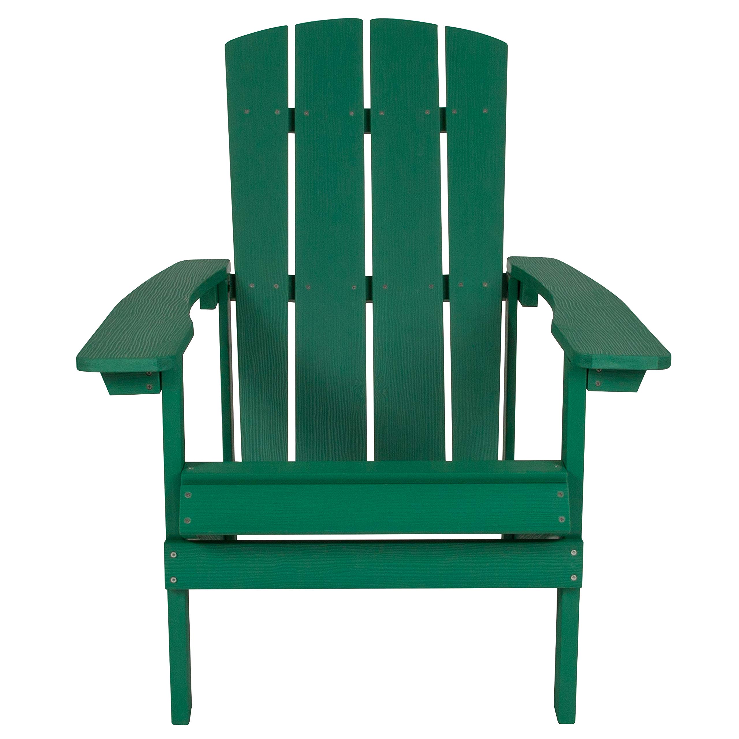 Merrick Lane Riviera Adirondack Patio Chairs - Weather-Resistant Green Outdoor Furniture with Vertical Back & Wide Arms - Comfortable Slanted Seat Design - Perfect for Poolside, Garden, and Backyard Relaxation