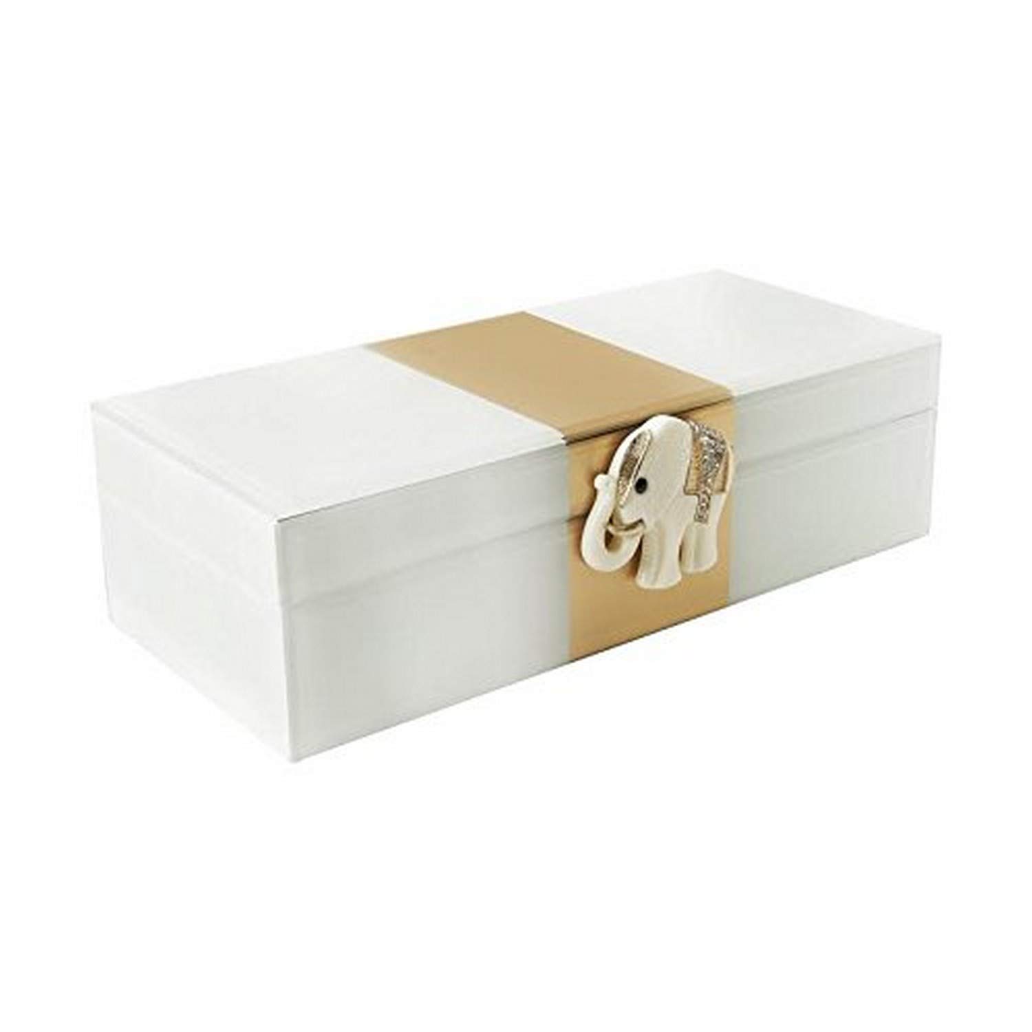 Elegant White and Gold Elephant Jewelry Box - Handcrafted Gift for Women, Jewelry Organizer for Necklaces & Rings - Perfect for Birthday, Anniversary & Home Decor