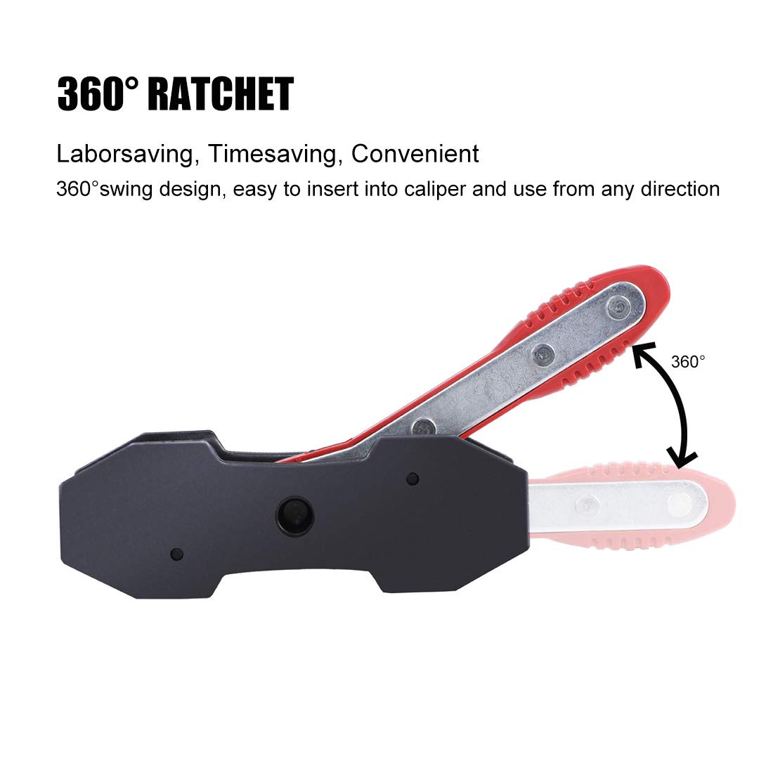 JIFETOR 360 Degree Swing Ratchet Brake Caliper Press Tool - Car Wheel Piston Spreader with 2 Extra Large Plates for Single/Twin/Quad/Sextuplet Piston Disc Brakes (Red) - Perfect for DIY Auto Repair & Professional Mechanic Use