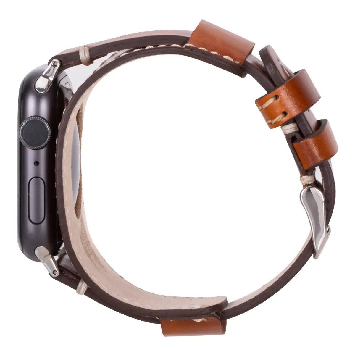 Premium Brown Leather Cuff Strap for Apple Watch - Compatible with All Series (1-9/SE/Ultra) - Adjustable, Comfortable & Stylish - Perfect for Work, Gym & Everyday Wear