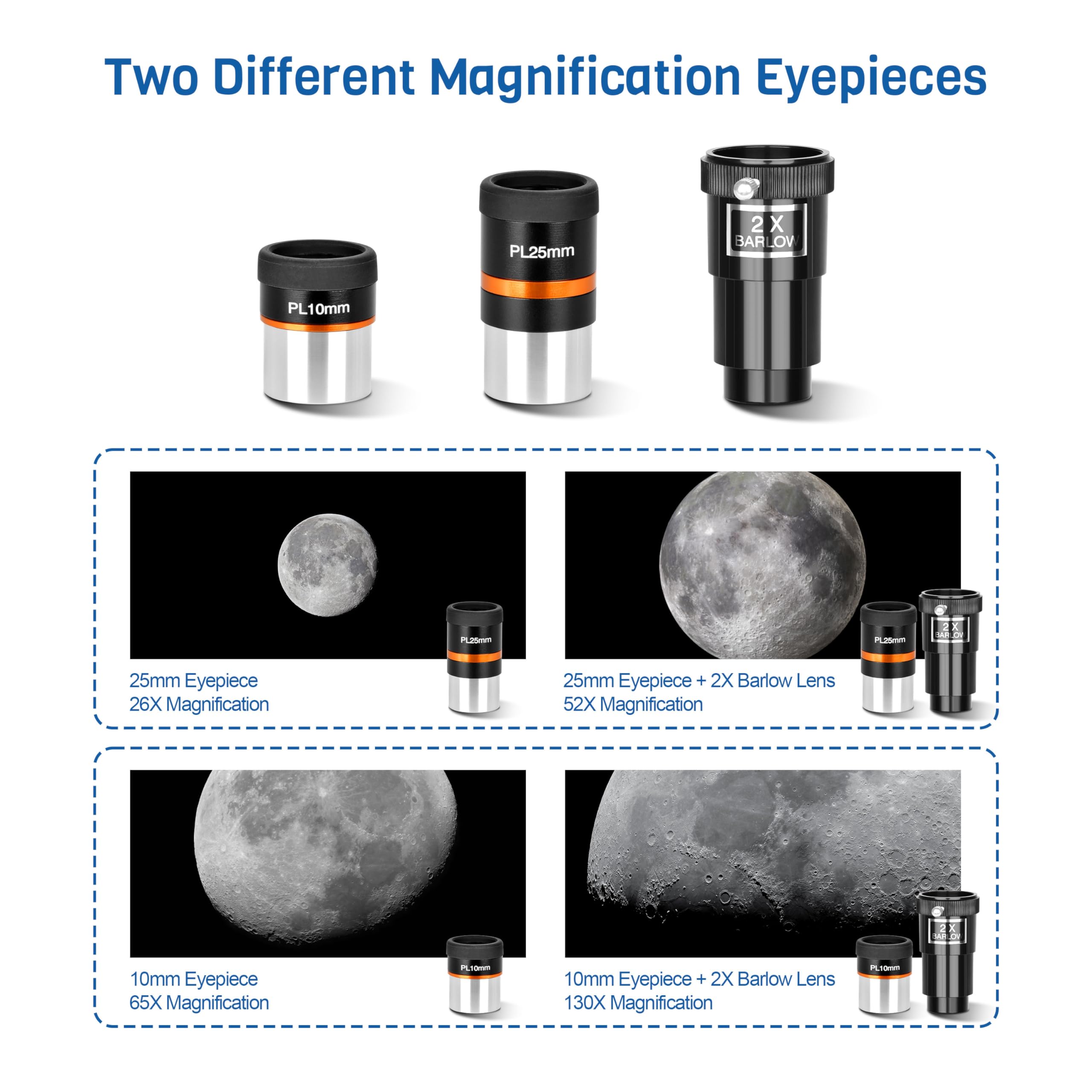 AOMEKIE 90mm Aperture 650mm Professional Astronomy Refractor Telescope for Adults - EQ Mount, 2 Plossl Eyepieces, Bluetooth Controller, Phone Adapter & Finderscope - Perfect for Stargazing, Moon Observation & Astrophotography