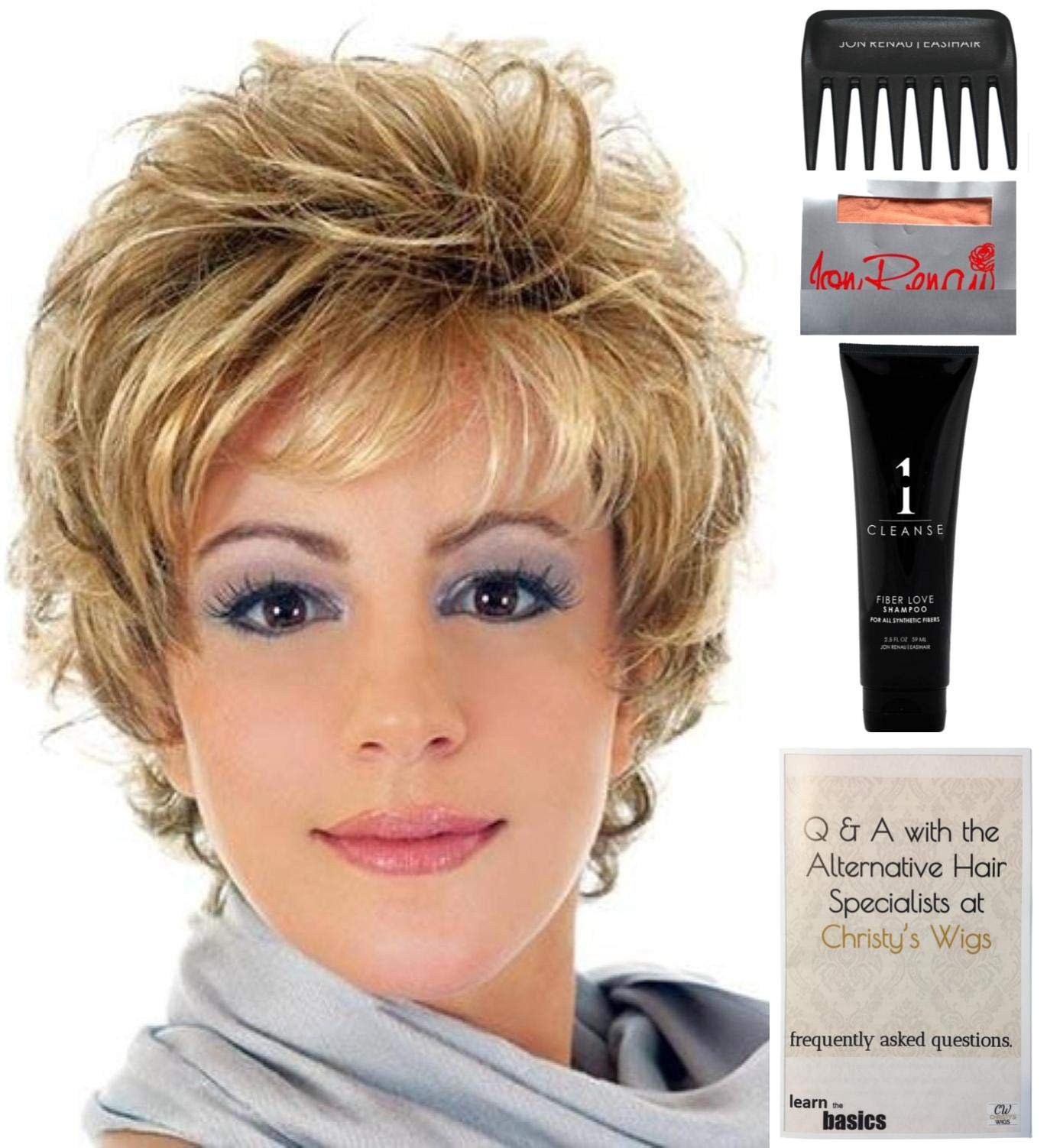 Estetica Katie Wig Bundle - 5 Piece Set with R4/8 Color Wig, Christy's Wigs Q&A Booklet, Travel Size 2oz Wig Shampoo, Wig Cap & Wide Tooth Comb | Perfect for Daily Styling, Travel & Cosplay