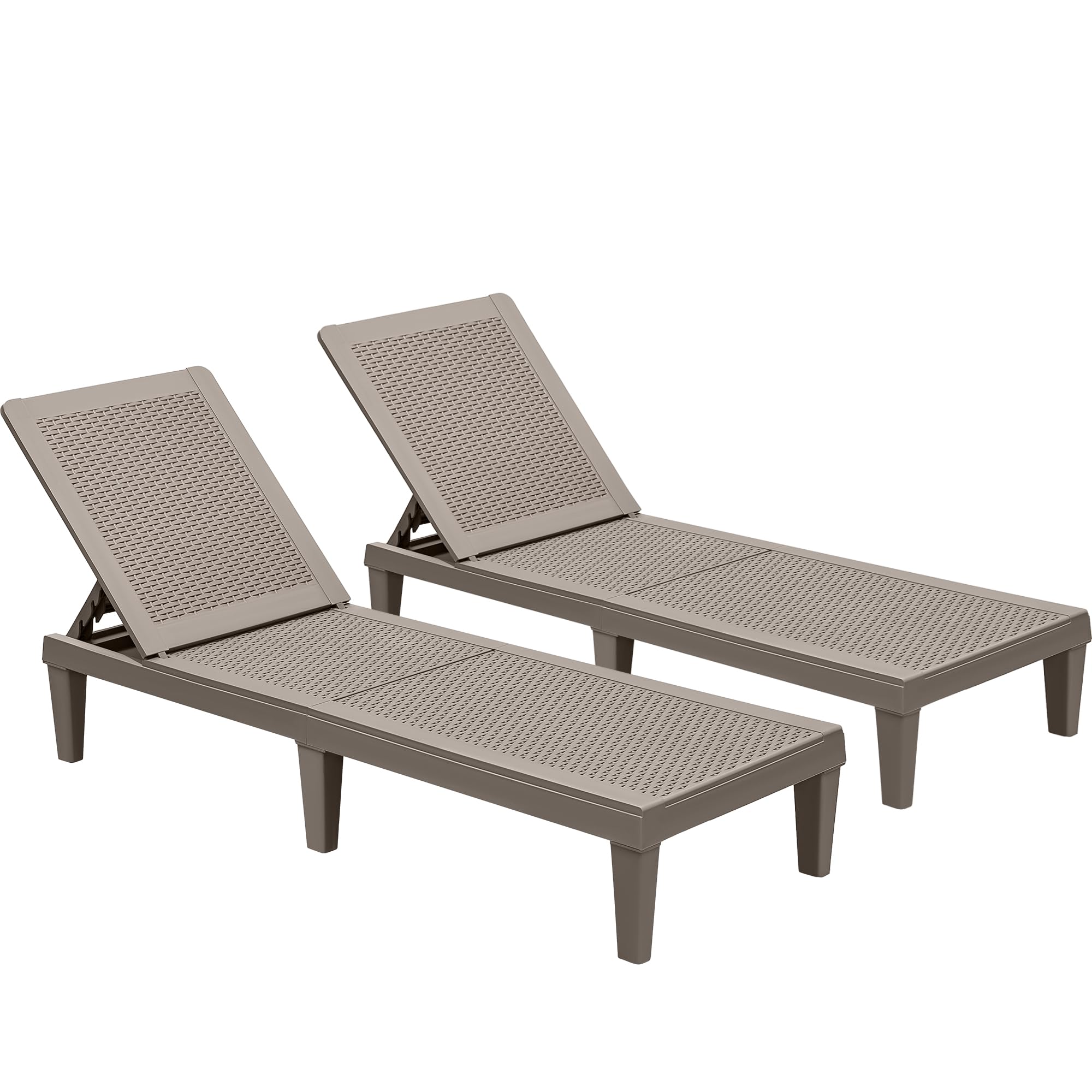 **GUNJI Waterproof Resin Outdoor Lounge Chairs Set of 2 – Adjustable Patio Chaise Loungers for Poolside, Deck & Beach – Sunbathing & Relaxation (Beige)**    *(Perfect for backyard relaxation, poolside lounging, beach vacations, or patio sunbathing!)*