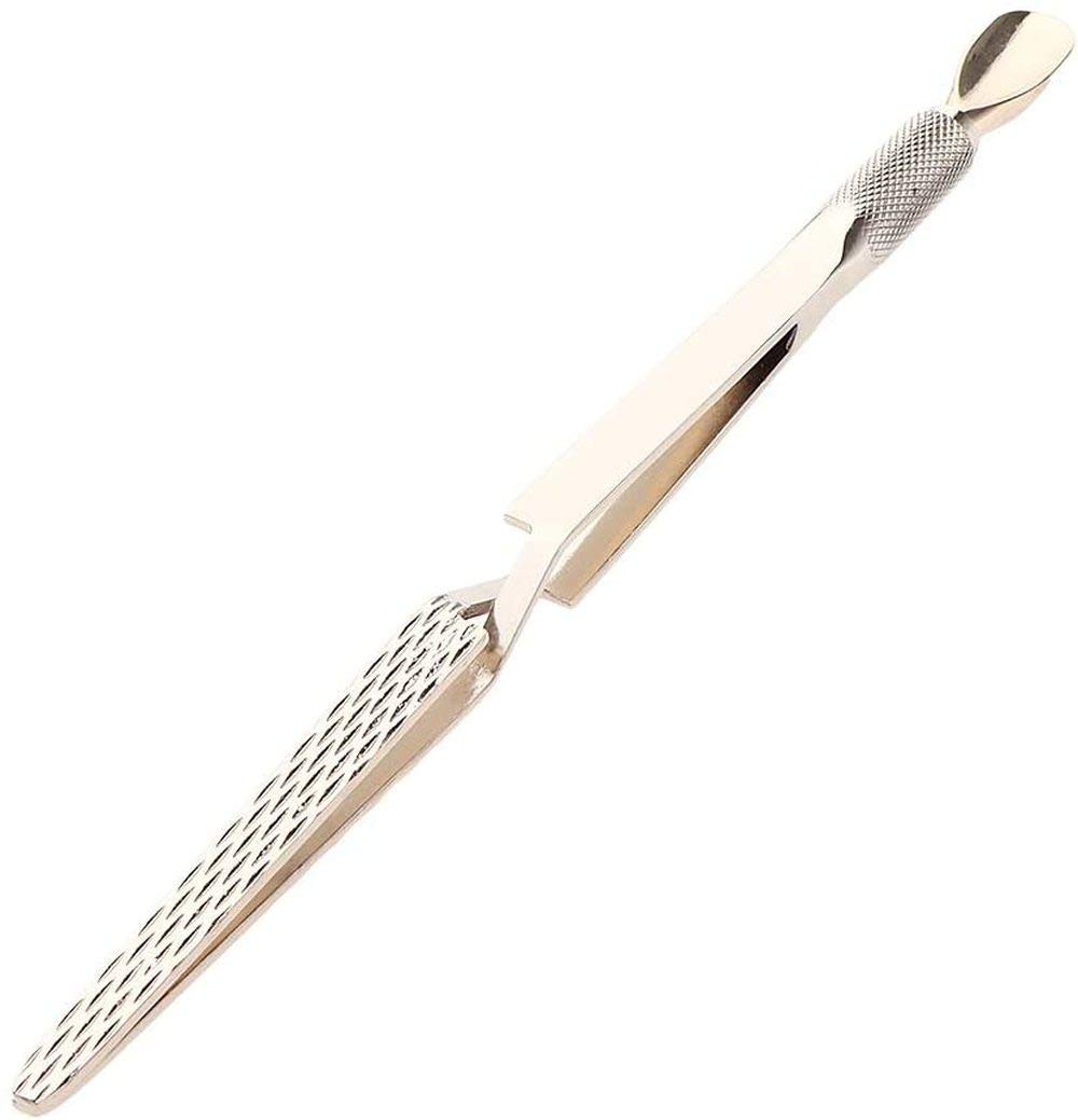 Premium Stainless Steel C-Curve Nail Pinching Tool for Gel, Crystal & Acrylic Nails - Professional Cuticle Cleaner & Polish Remover - 18x1cm Gold Nail Art Essential for Salon & Home Manicures