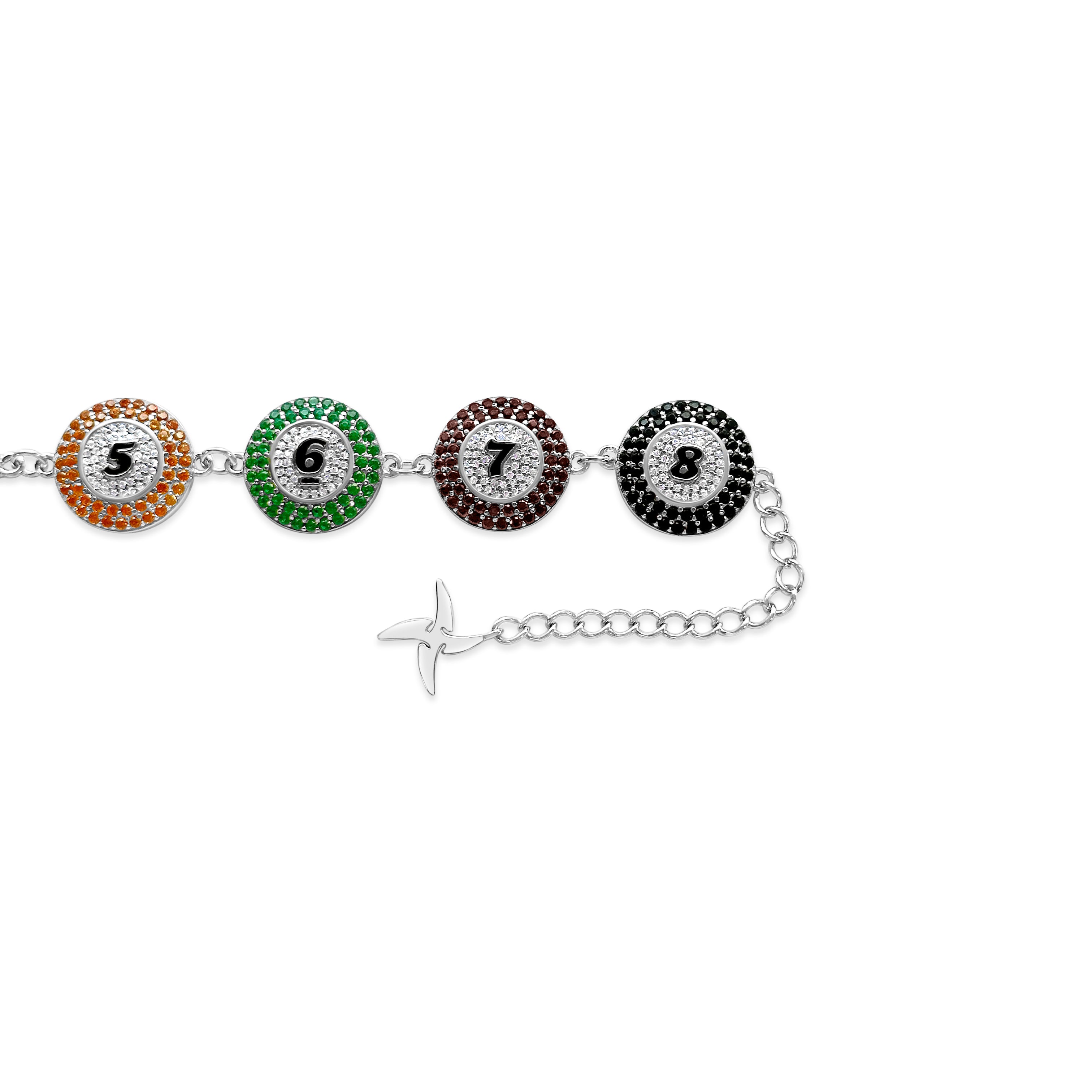 8 Ball Bracelet - .925 Sterling Silver Iced Out Charm Bracelet for Men & Women - Perfect for Hip Hop Jewelry, Gifts & Streetwear Fashion