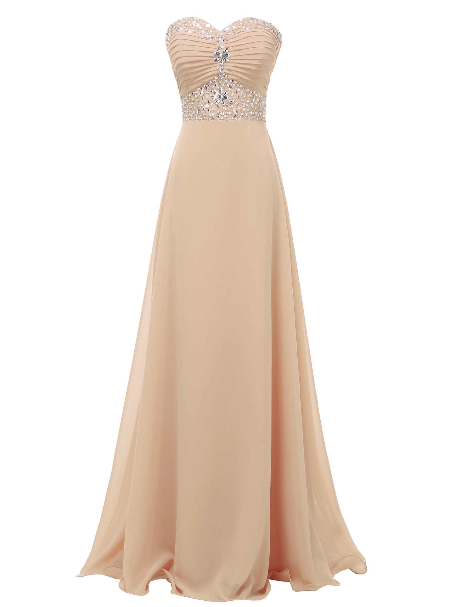 SOLOVEDRESS Women's Elegant Chiffon Long Evening Prom Dress with Crystal Beading - Perfect for Bridesmaid, Formal Gowns, Homecoming & Special Occasions