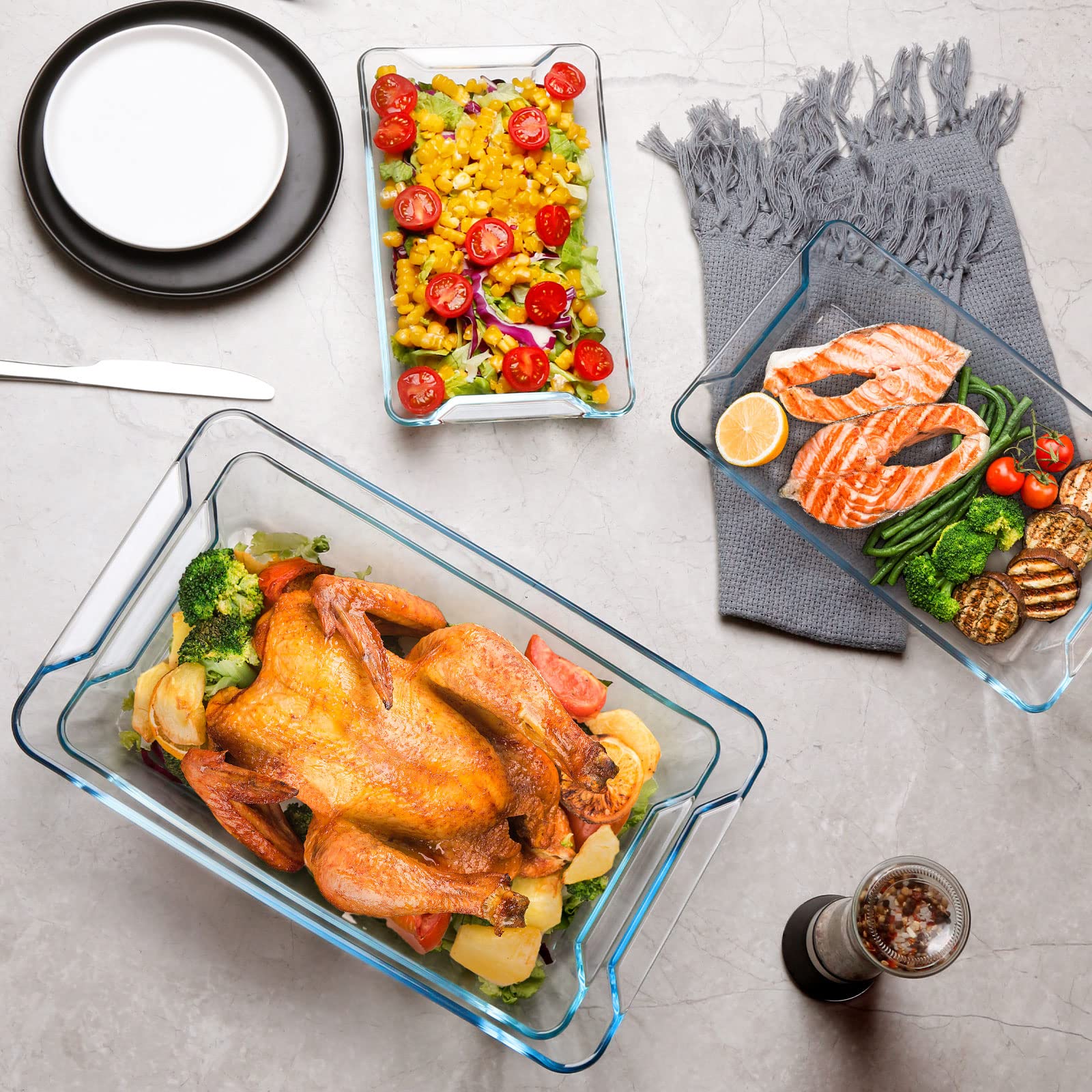 1QT Mini Glass Baking Dishes - 9.5x6.1x1.7 Inch Rectangular Baking Pan | Oven, Freezer & Microwave Safe | Perfect for Casseroles, Brownies & Meal Prep