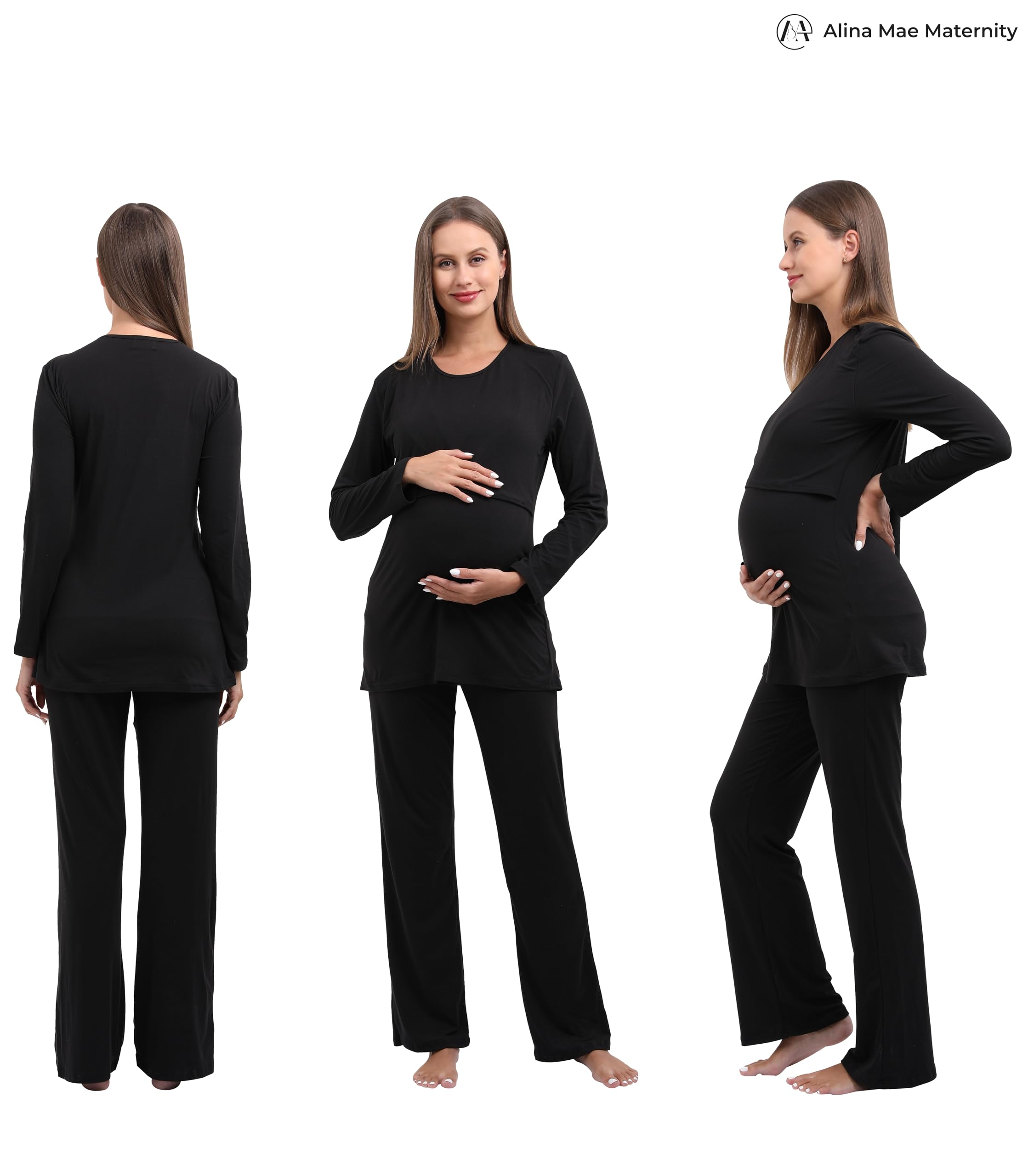 Comfortable Maternity Nursing Pajama Sets for Women - Soft Pregnancy Sleepwear & Lounge Wear for Breastfeeding Moms - Perfect for Nighttime Nursing, Relaxing at Home and Hospital Stay