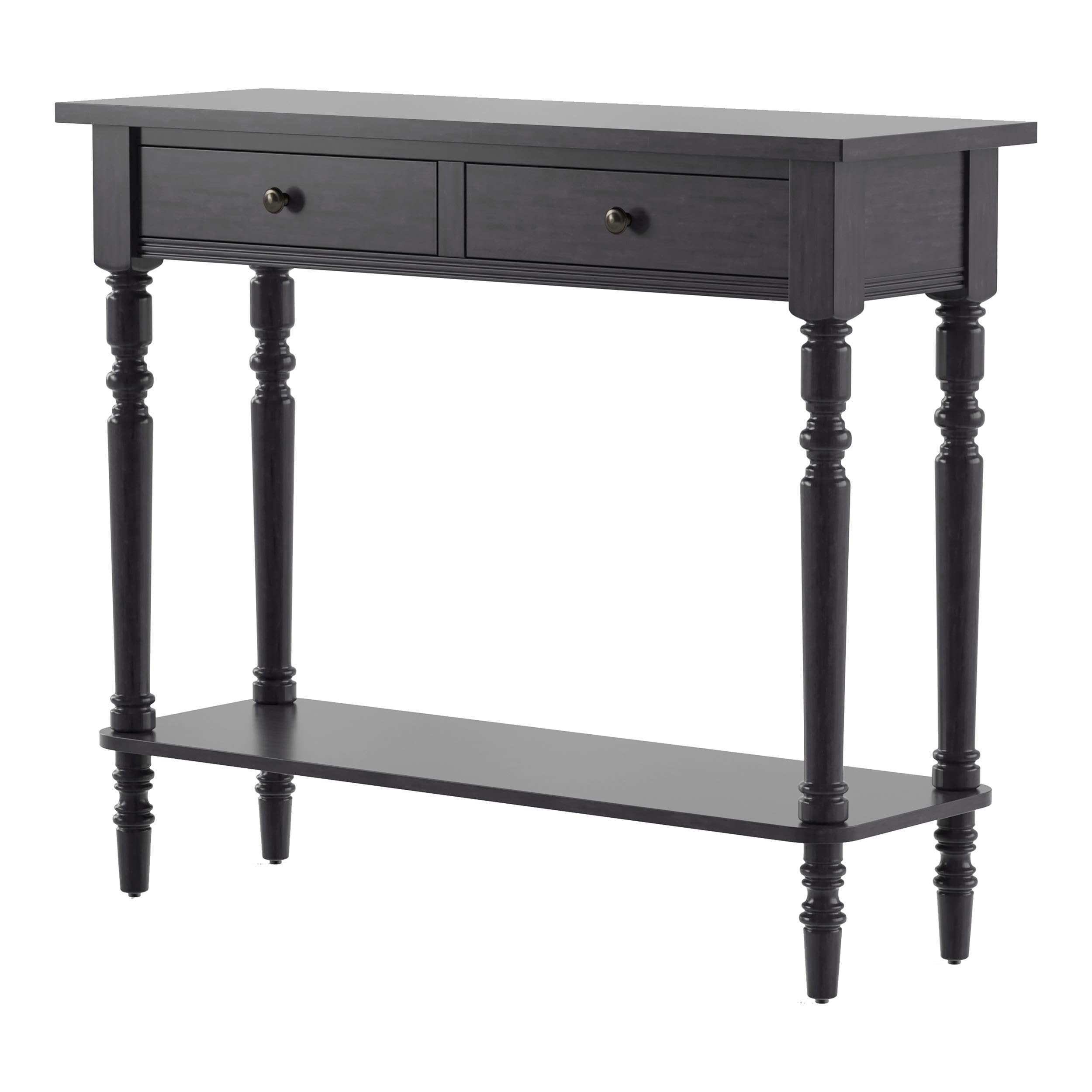 Humphry Transitional Wood 2-Drawer Writing Desk in Gray - Modern Home Office Furniture for Small Spaces | Study Desk for Work from Home & Remote Learning