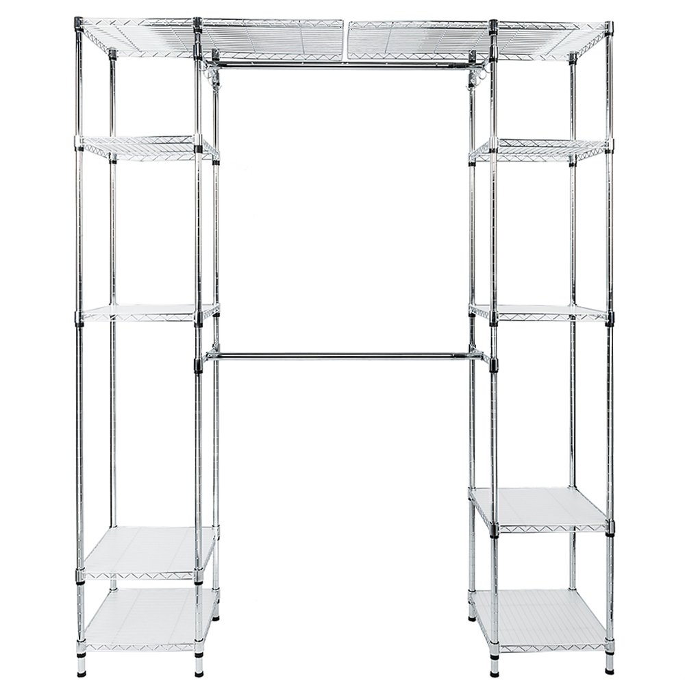 Bysesion GT2-XJ Expandable Closet Organizer System - Customizable Metal Shelves & Storage Rack for Clothes, Shoes & Accessories - Perfect for Bedroom, Walk-in Closet & Laundry Room Organization