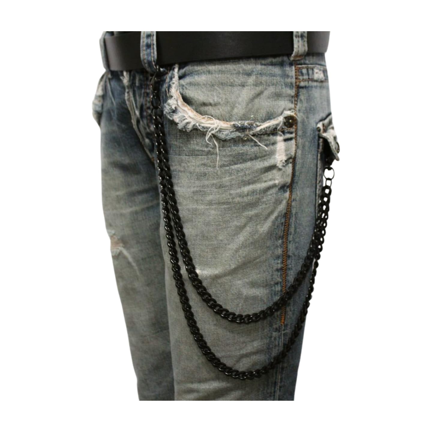 Men's Biker Wallet Chain - 2 Strands Motorcycle Keychain for Jeans & Accessories | Stylish Black Metal Links for Biker Fashion & Motorcycle Enthusiasts | Perfect for Everyday Use, Riding & Gifts