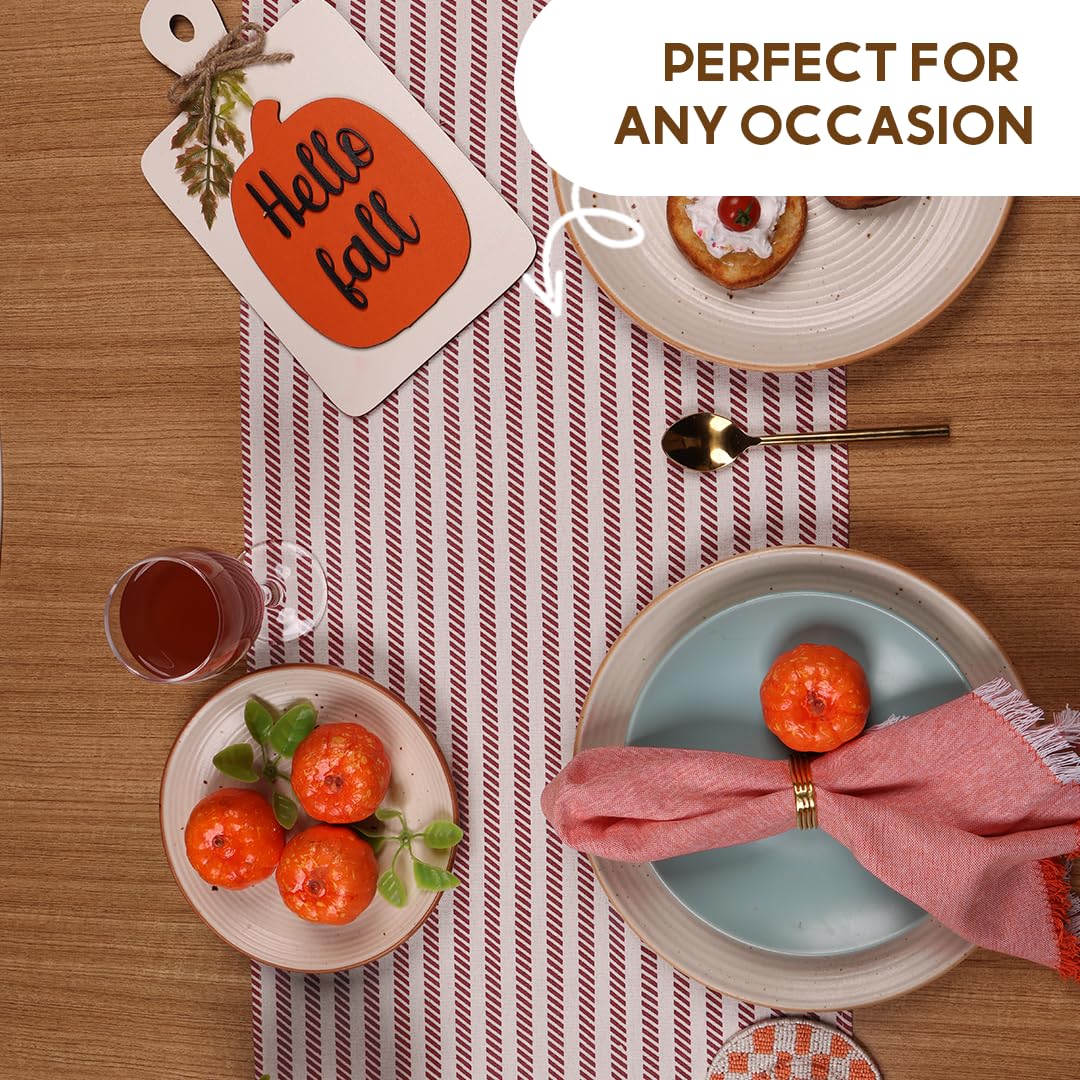 90 Inch Long Farmhouse Style Table Runner with Tassels - 100% Cotton Dining Table Decor for Modern & Rustic Home - Perfect for Thanksgiving, Christmas Dinner, and Everyday Table Setting