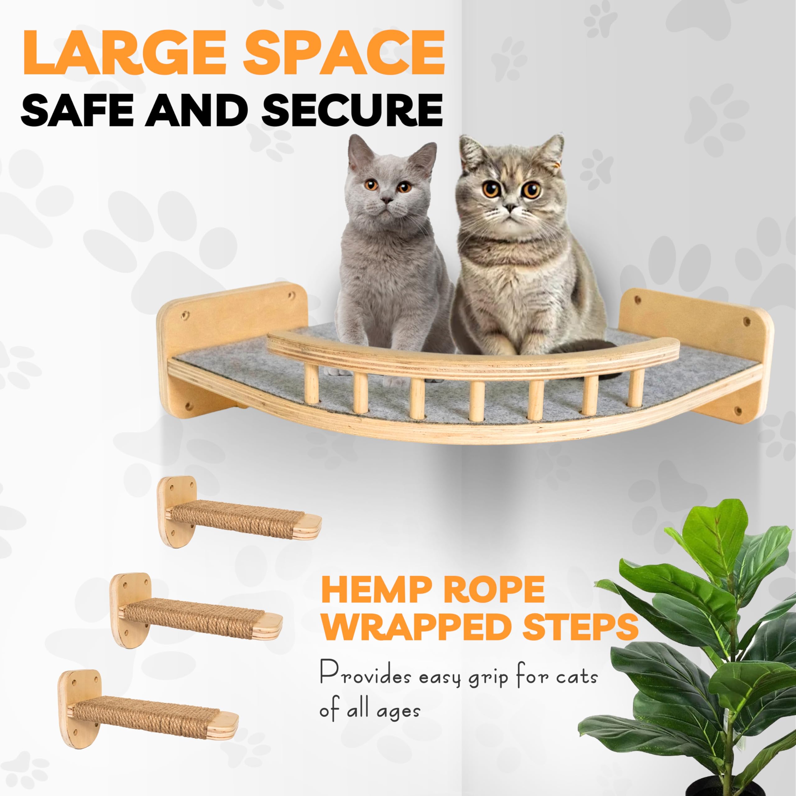 UNTITLDW Cat Wall Shelves with Steps - Multi-Level Floating Cat Perch & Climbing Shelf for Indoor Cats | Wall-Mounted Cat Furniture for Playing, Lounging & Exercise | Space-Saving Cat Wall Platform for Small Apartments & Homes