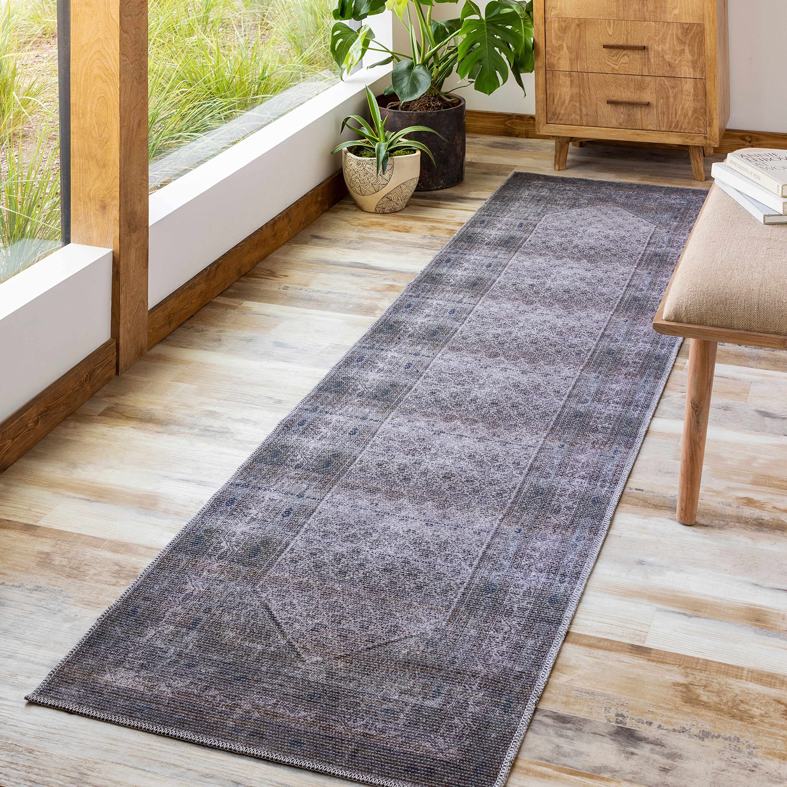Hauteloom Ballinasloe Machine Washable Area Rug - Soft & Durable for Living Room, Bedroom - Brown & Gray - 5'3