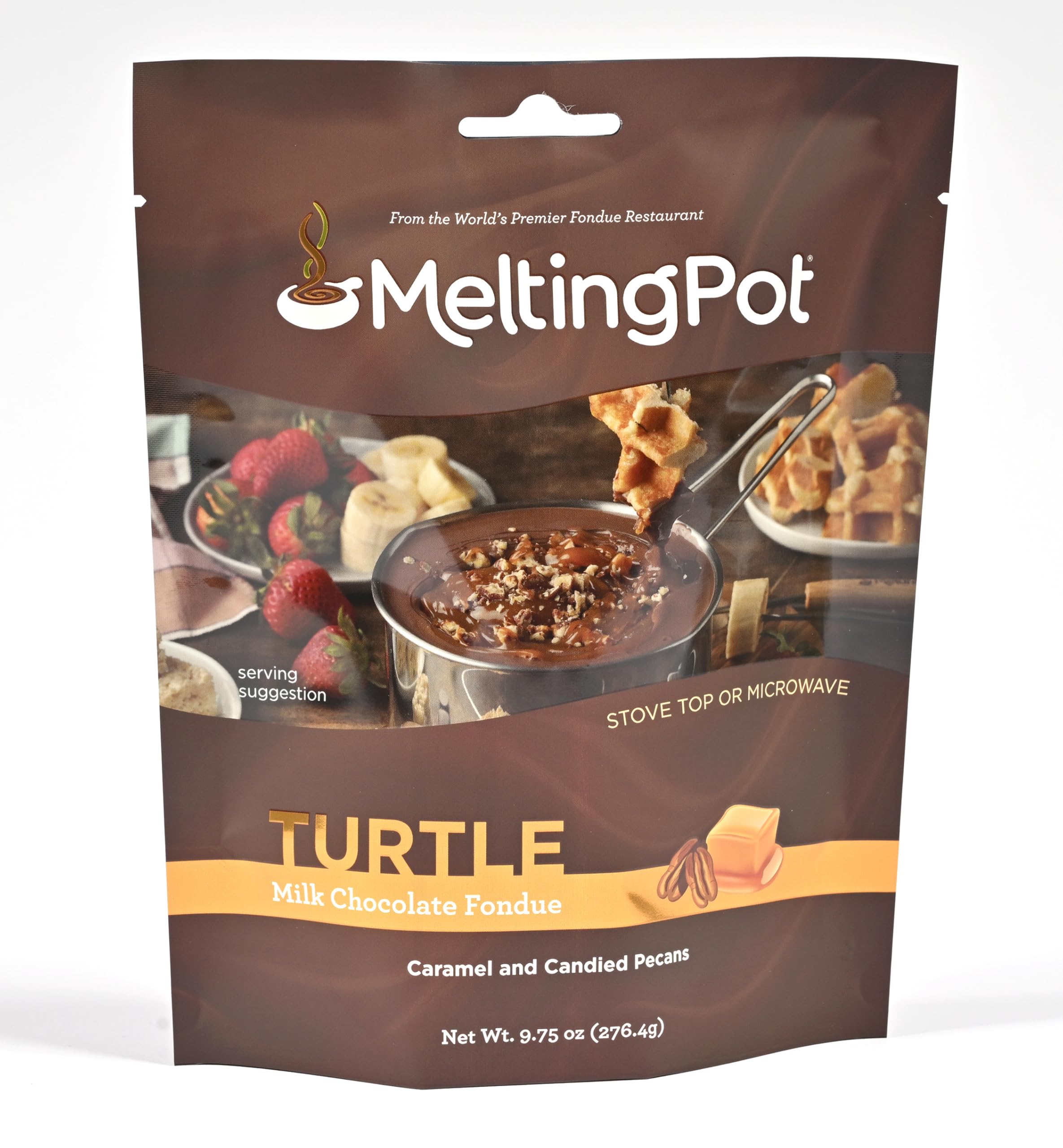 Premium Melting Pot Chocolate Fondue - Mini Milk Chocolate Turtle Flavor Wafers for Melting (Pack of 3, 9.75oz Bags) | Perfect for Parties, Dessert Dips & Romantic Date Nights