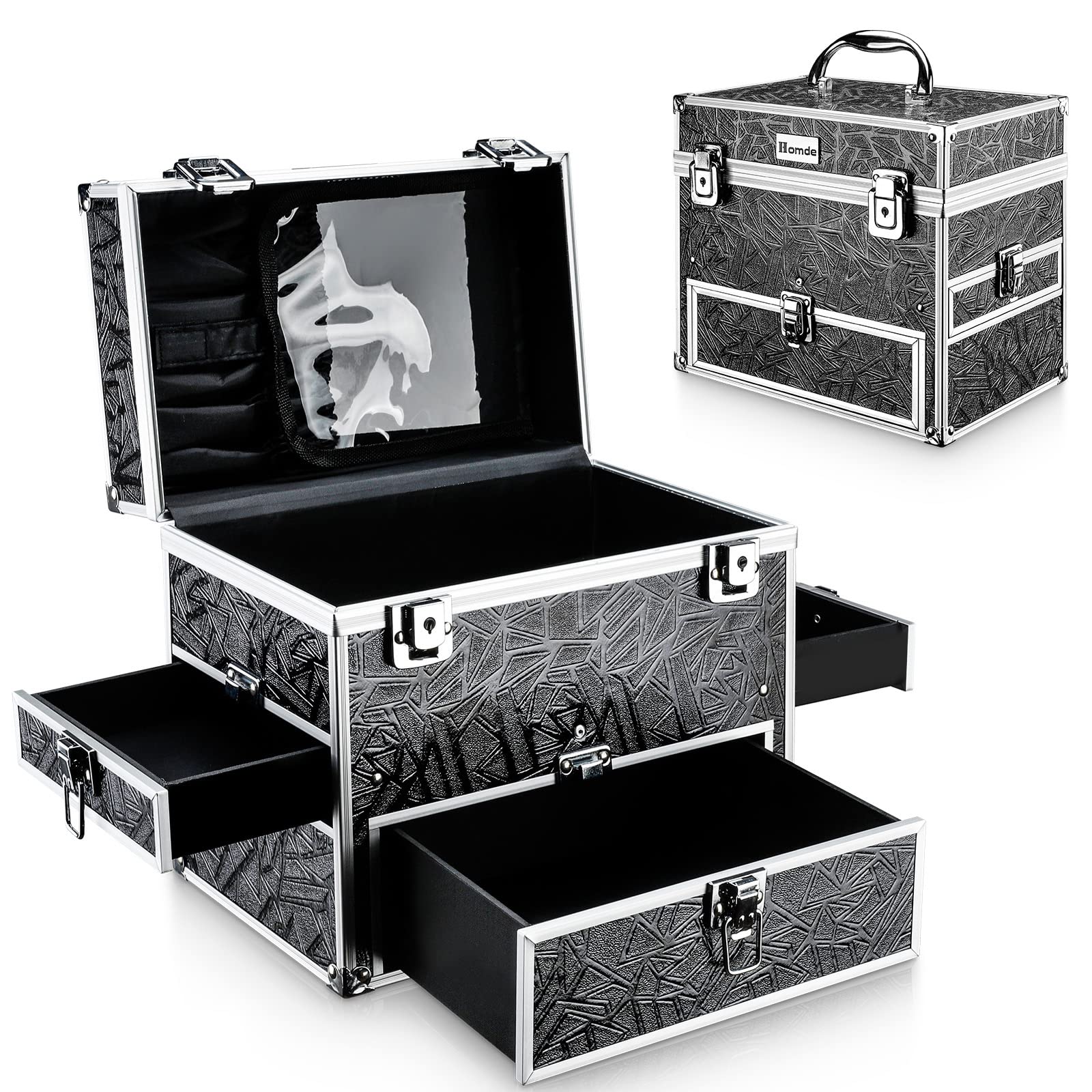 Large Travel Makeup Organizer Case with Brush Holder & Lock - Portable Cosmetic Train Case for Makeup Storage & Organization - Perfect for Travel, Home, Salon & Professional Use