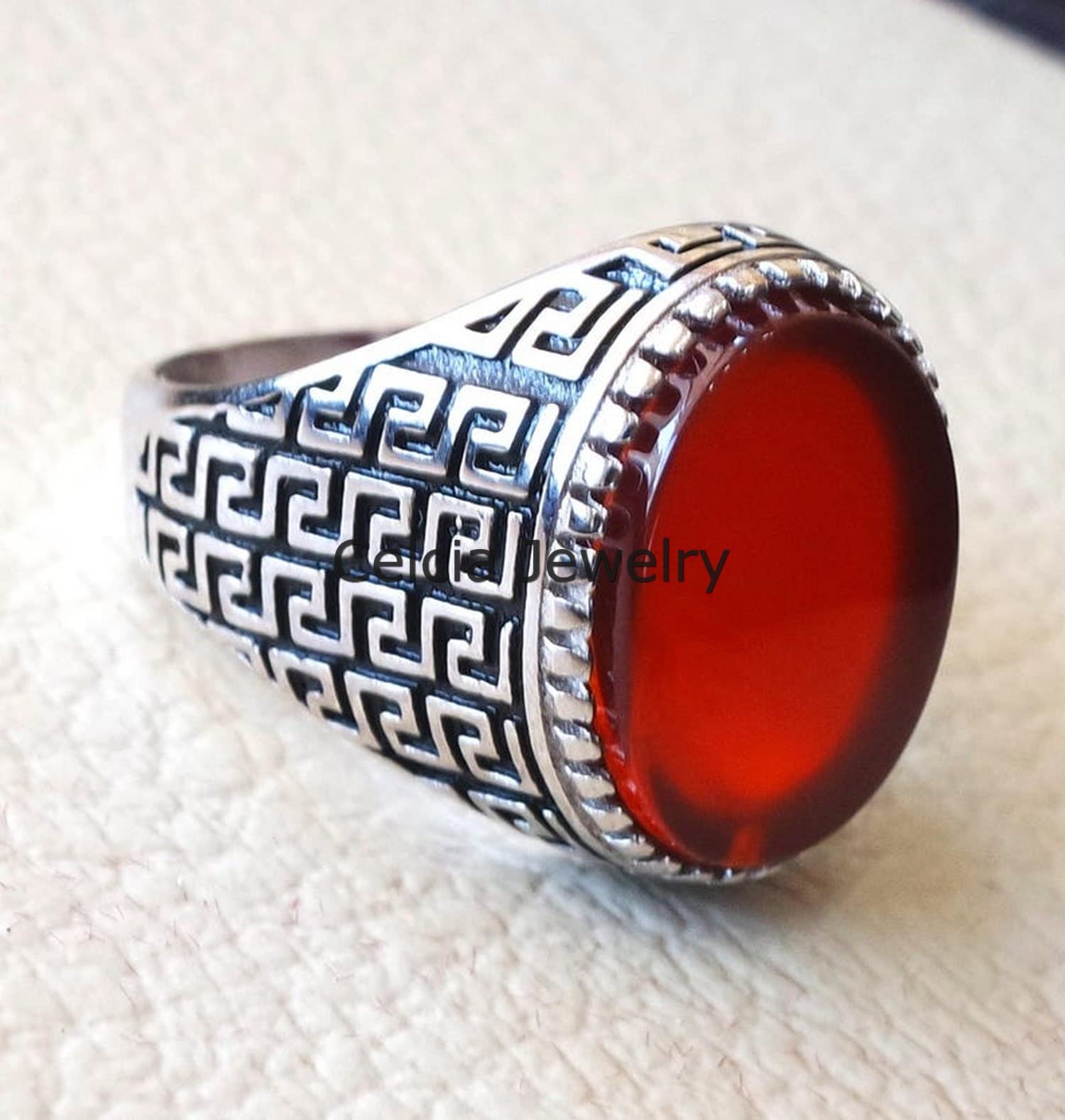 Genuine Carnelian Gemstone Antique Handmade Statement Ring - Wedding, Engagement, Proposal, Anniversary & Birthday Gift for Women - Perfect for Special Occasions, Date Nights & Romantic Surprises