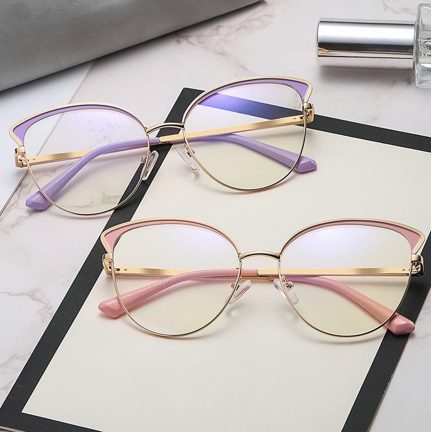 Blue Light Blocking Cat Eye Reading Glasses for Women - Spring Hinged Computer Glasses with Magnifying Lenses for Presbyopia - Perfect for Office Work, Screen Time & Reading Books