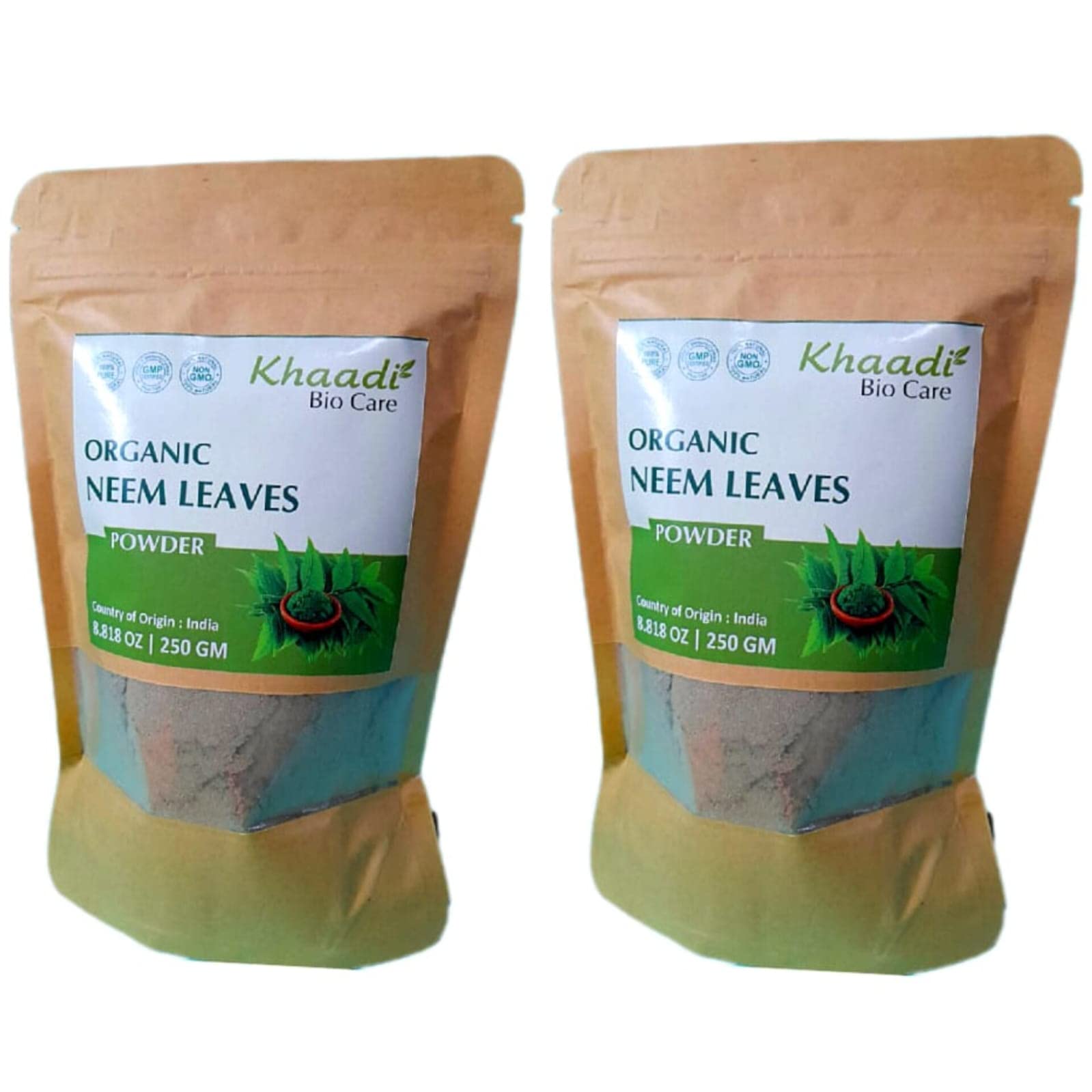 Khaadi Biocare Neem Leaves Powder for Acne, Pimples & Skin Brightening - 500gm Combo Pack (250gm x 2) | Natural Skin Care Treatment for Clear, Glowing Complexion | Perfect for Daily Face Mask & Ayurvedic Beauty Routine
