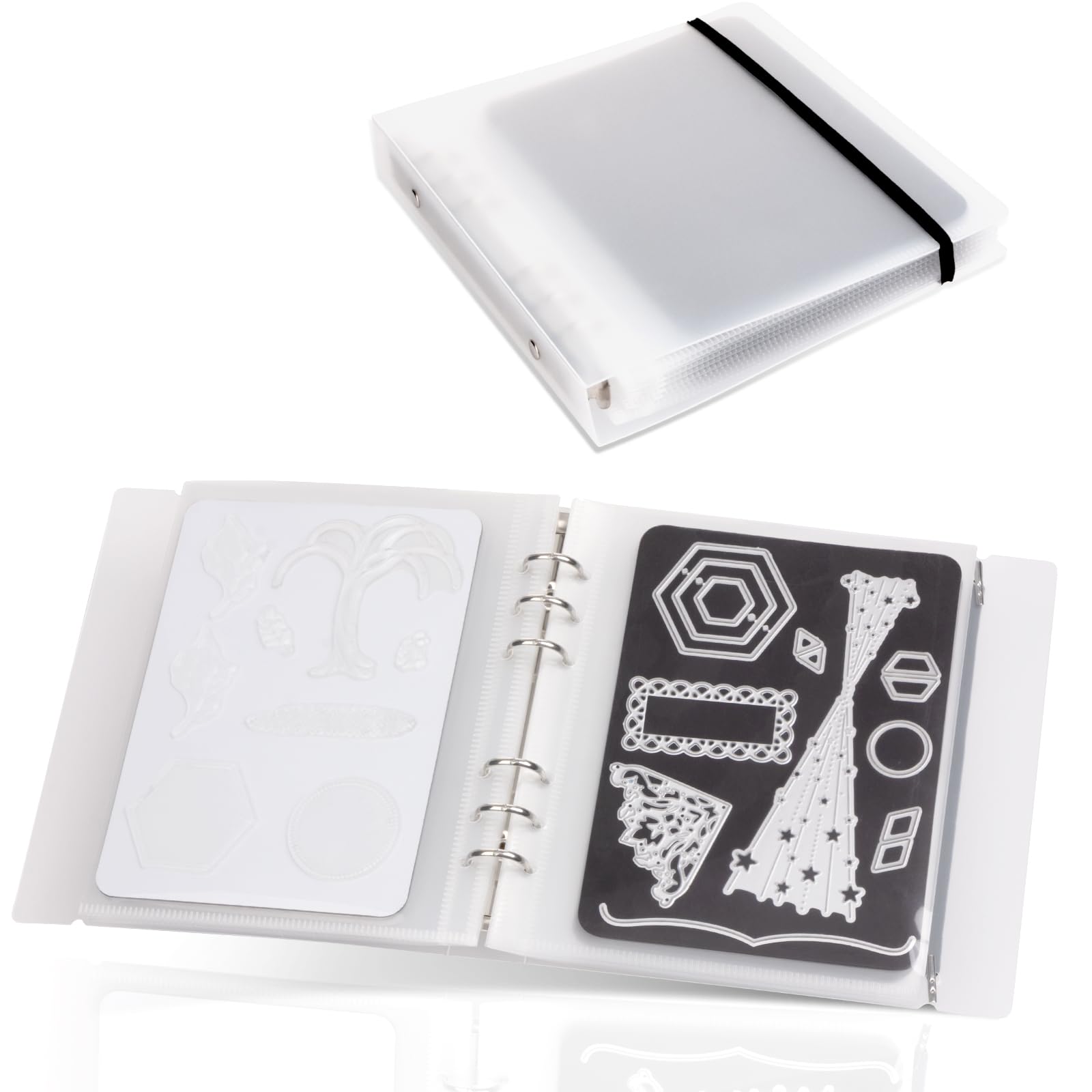 UNIMEIX 12 Pcs Magnetic Sheets for Dies Storage with 1 Binder Cover - Stamp & Die Cut Storage Pockets for Card Making Supplies (0.8mm Thickness, Translucent) - Perfect for Scrapbooking, DIY Crafts & Card Making Projects
