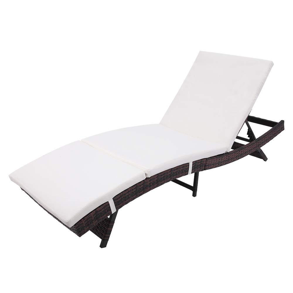 Stylish S-Shaped Patio Chaise Lounge Chair with Elegant Vine Embossing - Brown Outdoor Recliner for Poolside, Garden & Backyard Relaxation