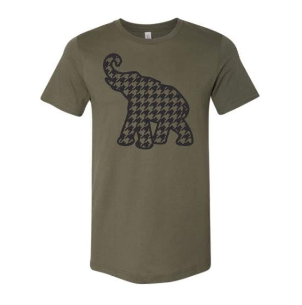 Houndstooth Print Elephant Alabama Shirt - Unisex Fit, Sublimated Design Sports Apparel for Football Fans, Gameday Outfits & Casual Wear