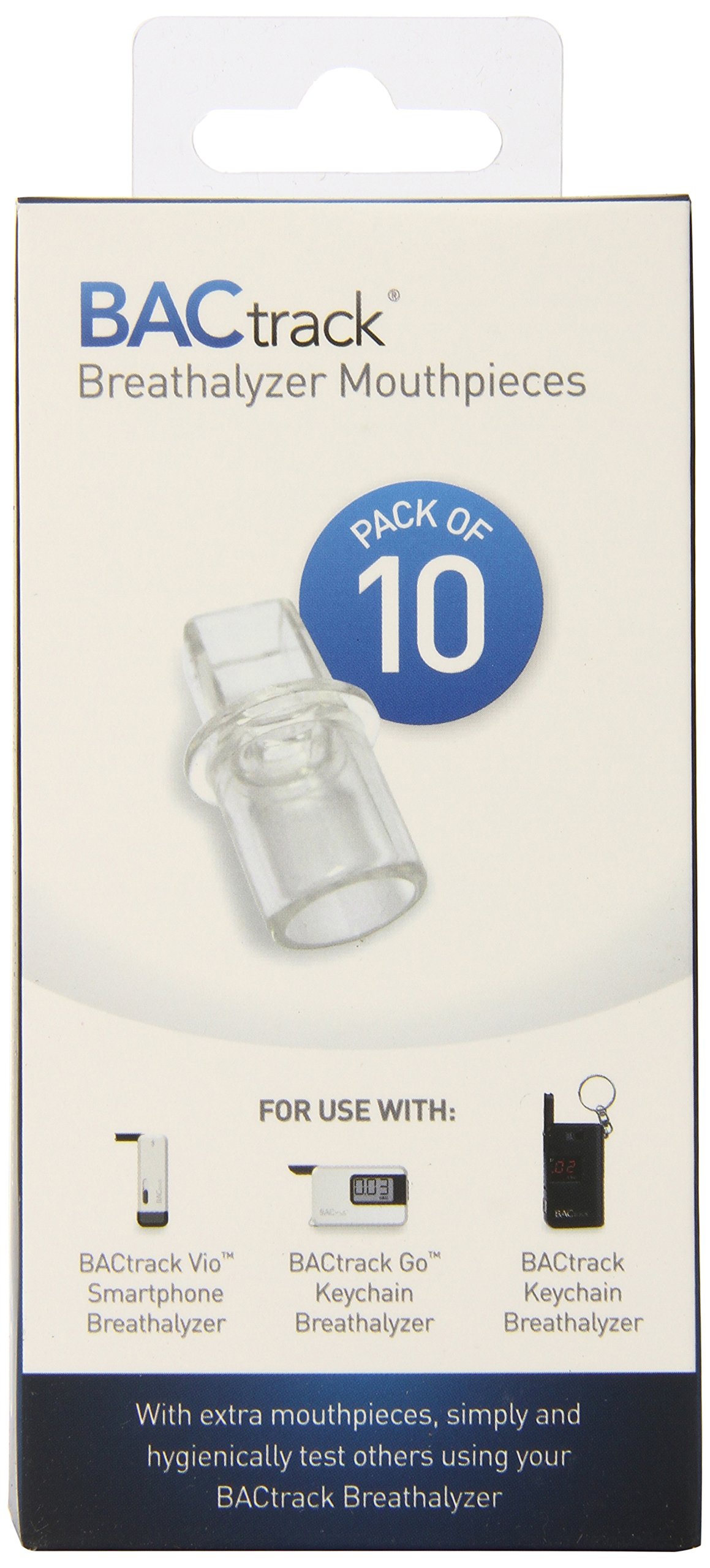 BACtrack Breathalyzer Mouthpieces (Pack of 10) - Compatible with BACtrack Keychain, Go & VIO Keychain Alcohol Testers | Disposable Mouthpieces for Accurate BAC Testing at Home, Work or Parties