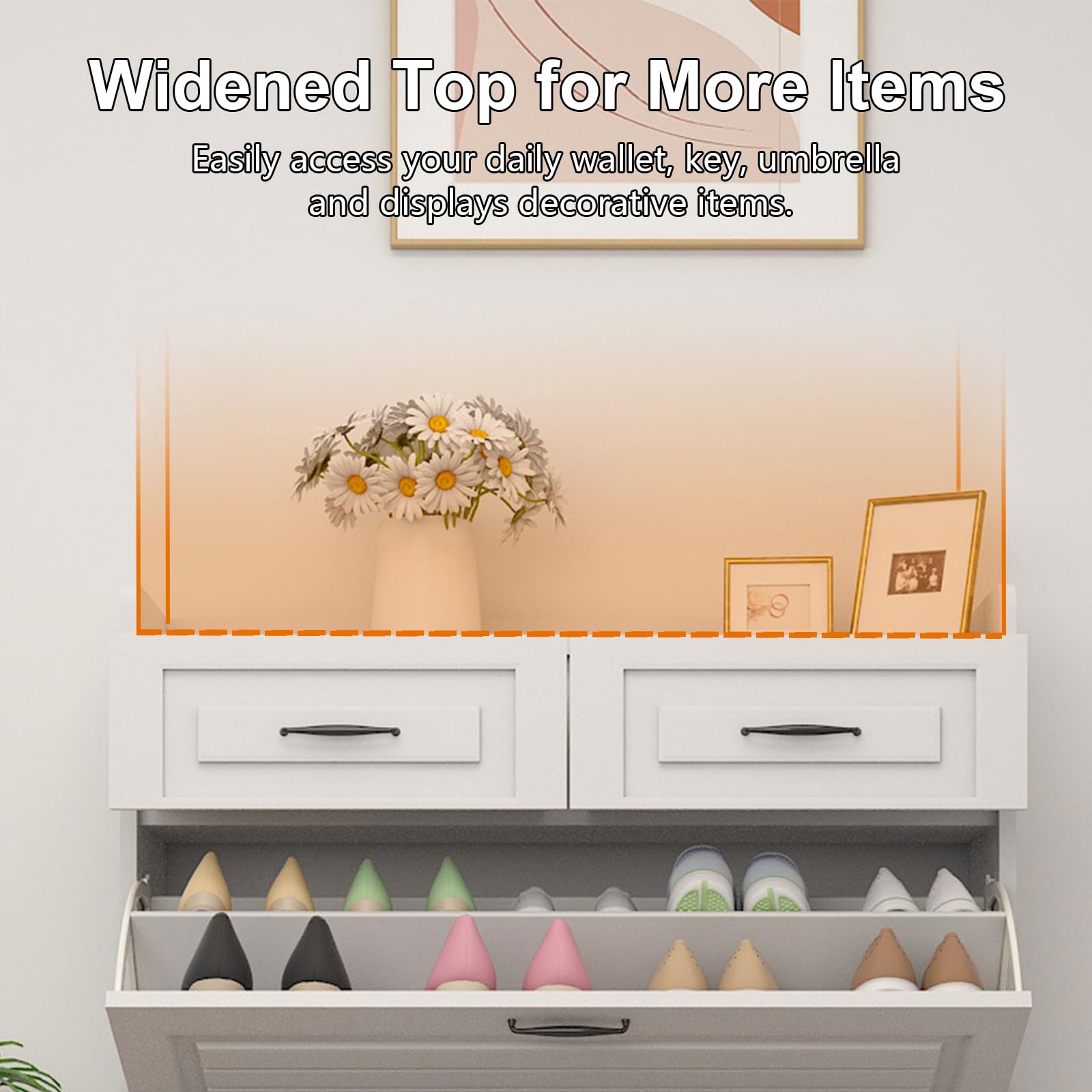 Compact 3-Door Shoe Cabinet with Drawers - Space-Saving Entryway Storage for Hallway & Apartment