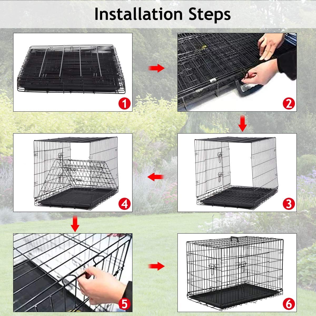 30 Inch Double-Door Pet Crate with Removable Tray, Handle & Divider - Durable Dog Training Cage for Indoor Use | Perfect for Puppy Housebreaking, Travel & Vet Visits
