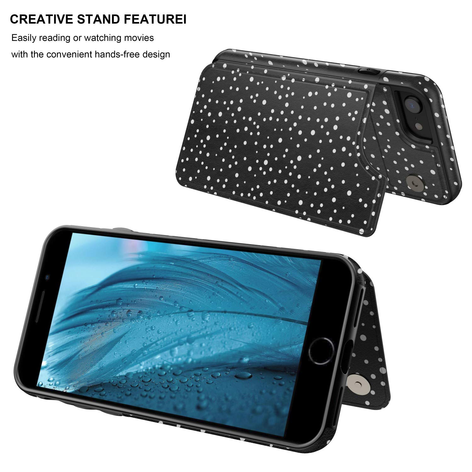 LETO Leather Wallet Case for iPhone SE 2022/2020/7/8 - Floral Design Protective Phone Cover with Card Holder for Women | Perfect for Everyday Use, Travel & Gift Giving