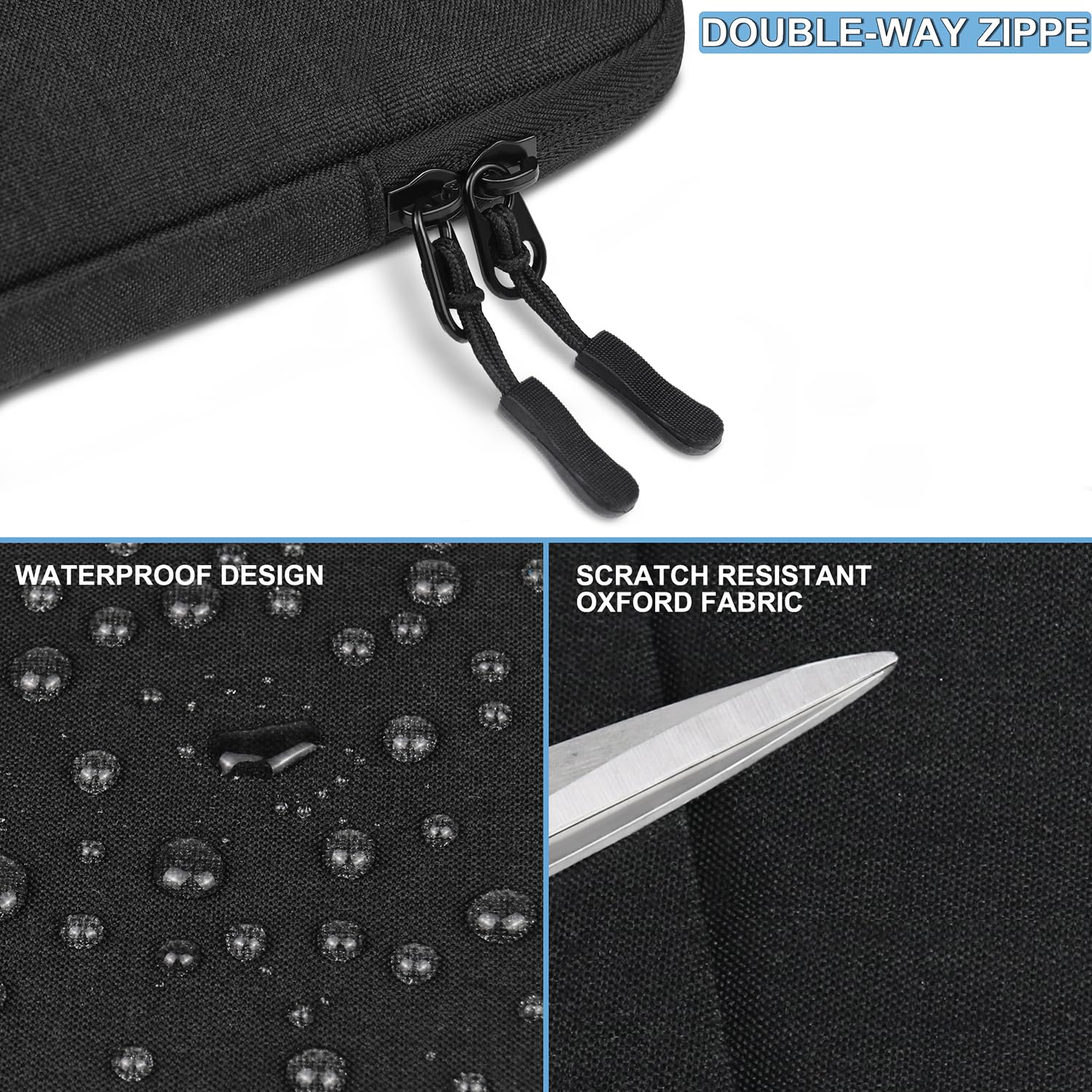 14 Inch Shockproof Laptop Sleeve Bag with Accessories Pocket - Protective MacBook Air/Pro Case for Dell, HP, Acer, Asus, Lenovo - Black - Ideal for Work, Travel & School